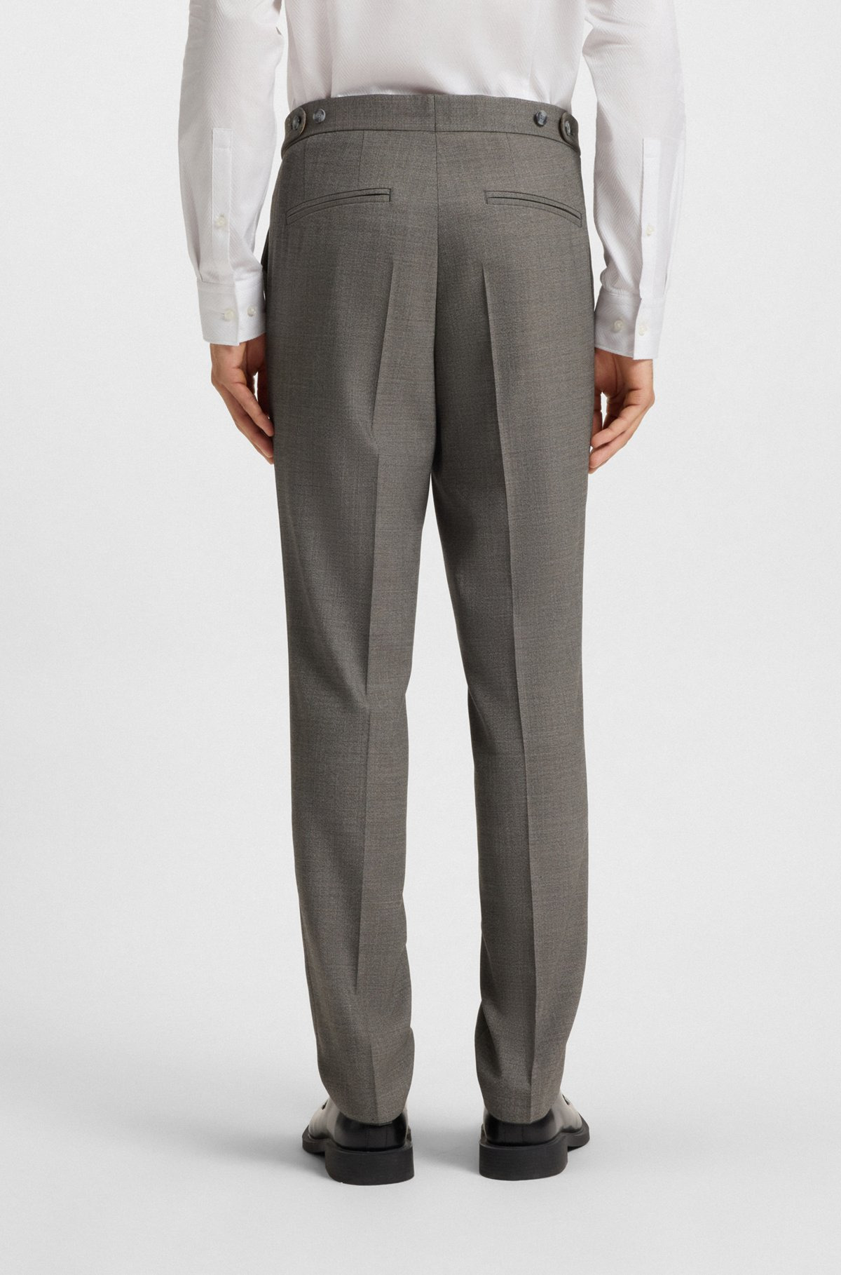 SLIM-FIT THREE-PIECE SUIT WITH SHARKSKIN WEAVE - 7