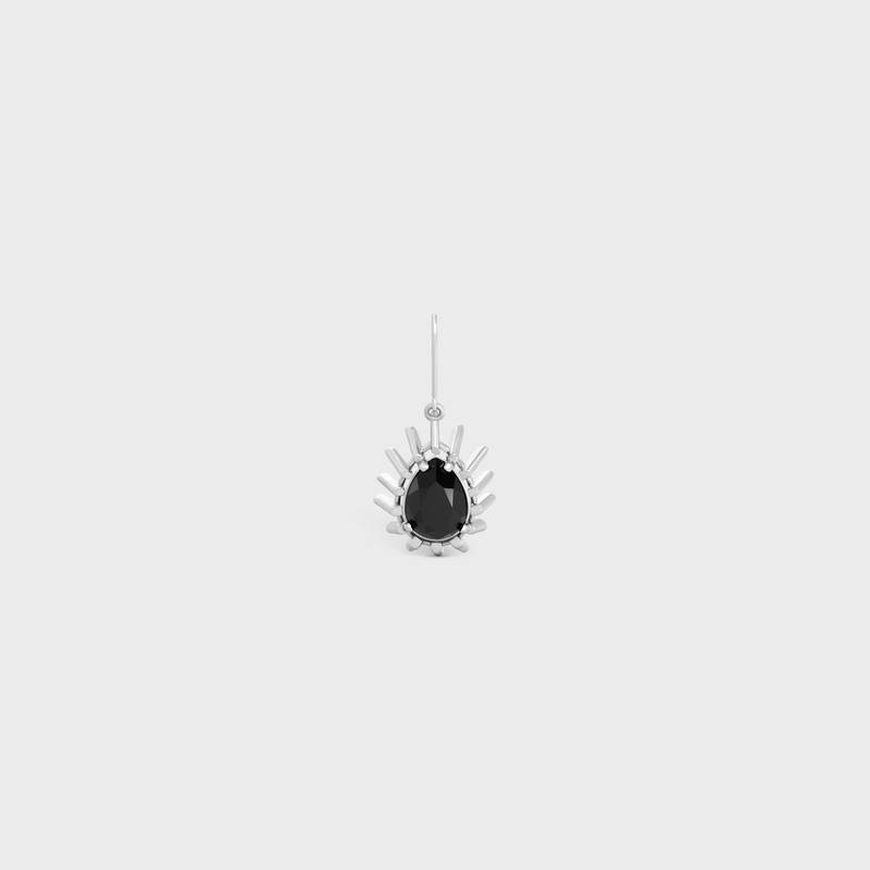 Les Pierres Celine Earring in Brass with Rhodium Finish and Black Strass 1