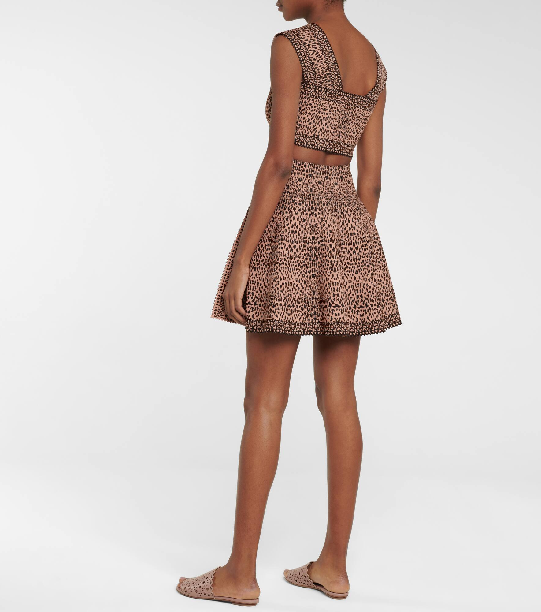 Leopard-jacquard stretch-knit miniskirt - 3