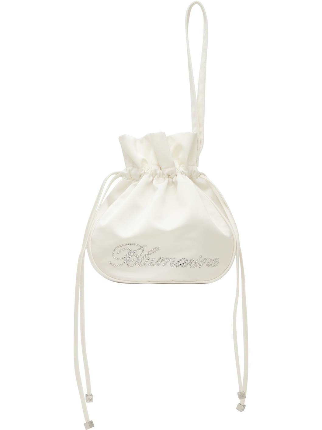 SSENSE Exclusive White Satin Rhinestone Logo Pouch - 1