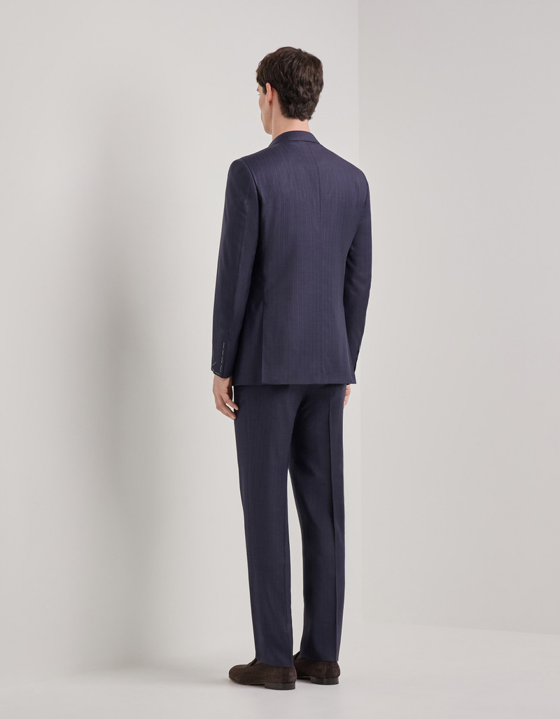 LIGHT BLUE DENIM-EFFECT WOOL REGULAR-FIT SUIT 58