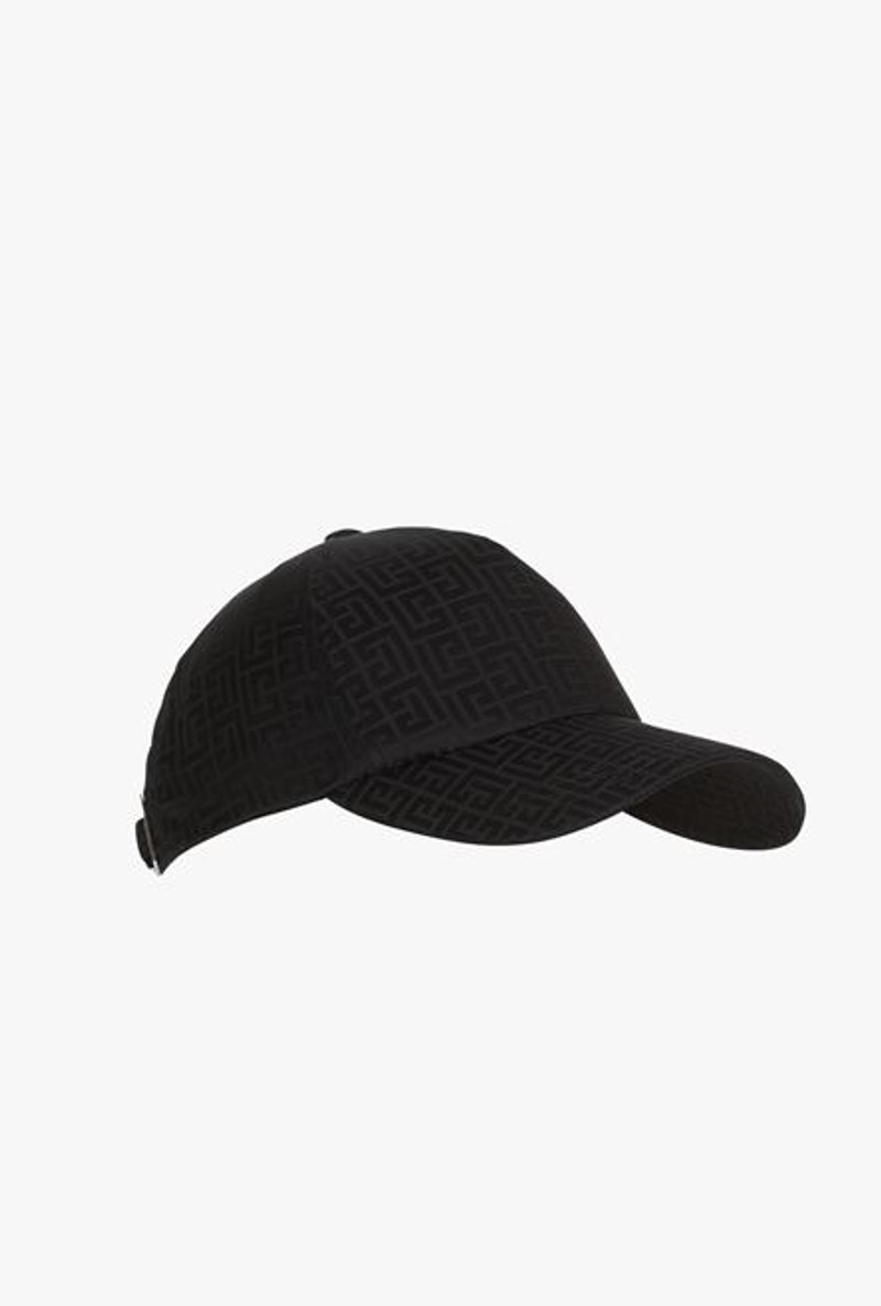 Satiny black cap with Balmain monogram 4