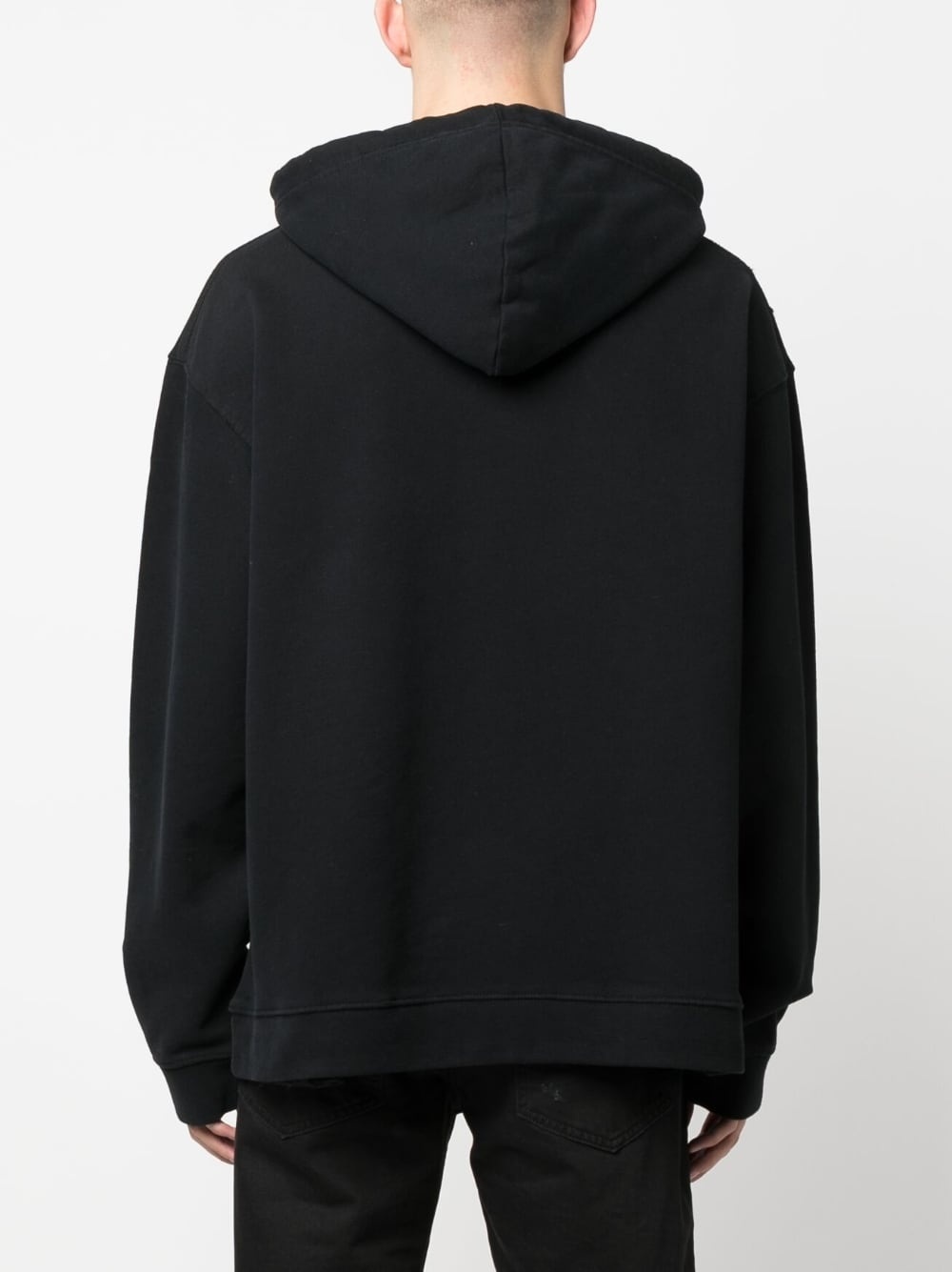logo-patch distressed cotton hoodie - 4