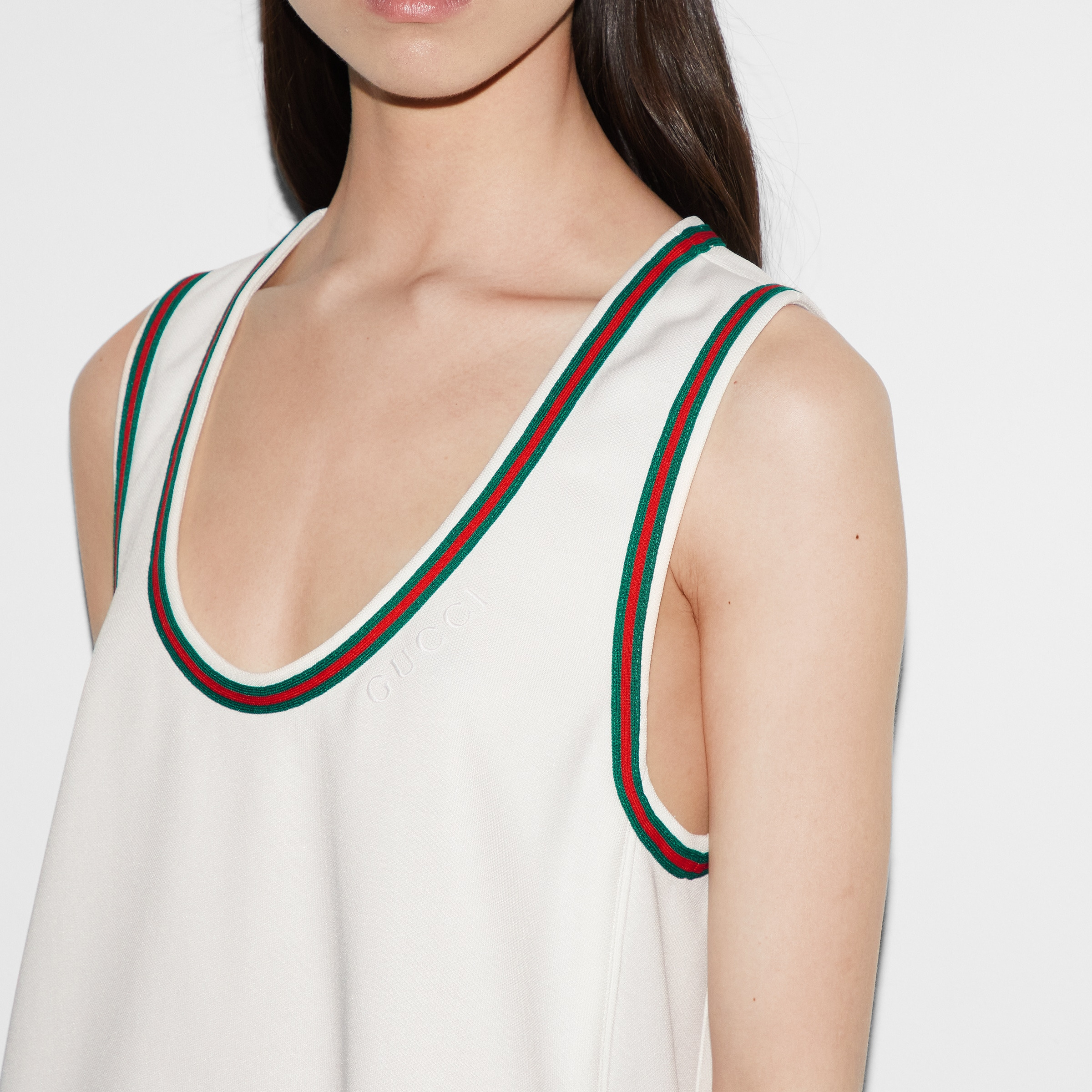 Short technical jersey dress with Web - 5