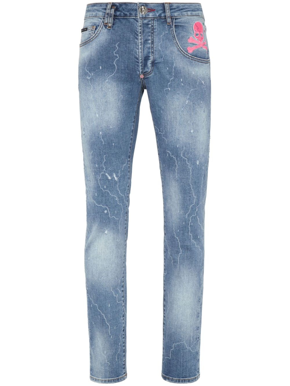 skull-print straight-leg jeans - 1