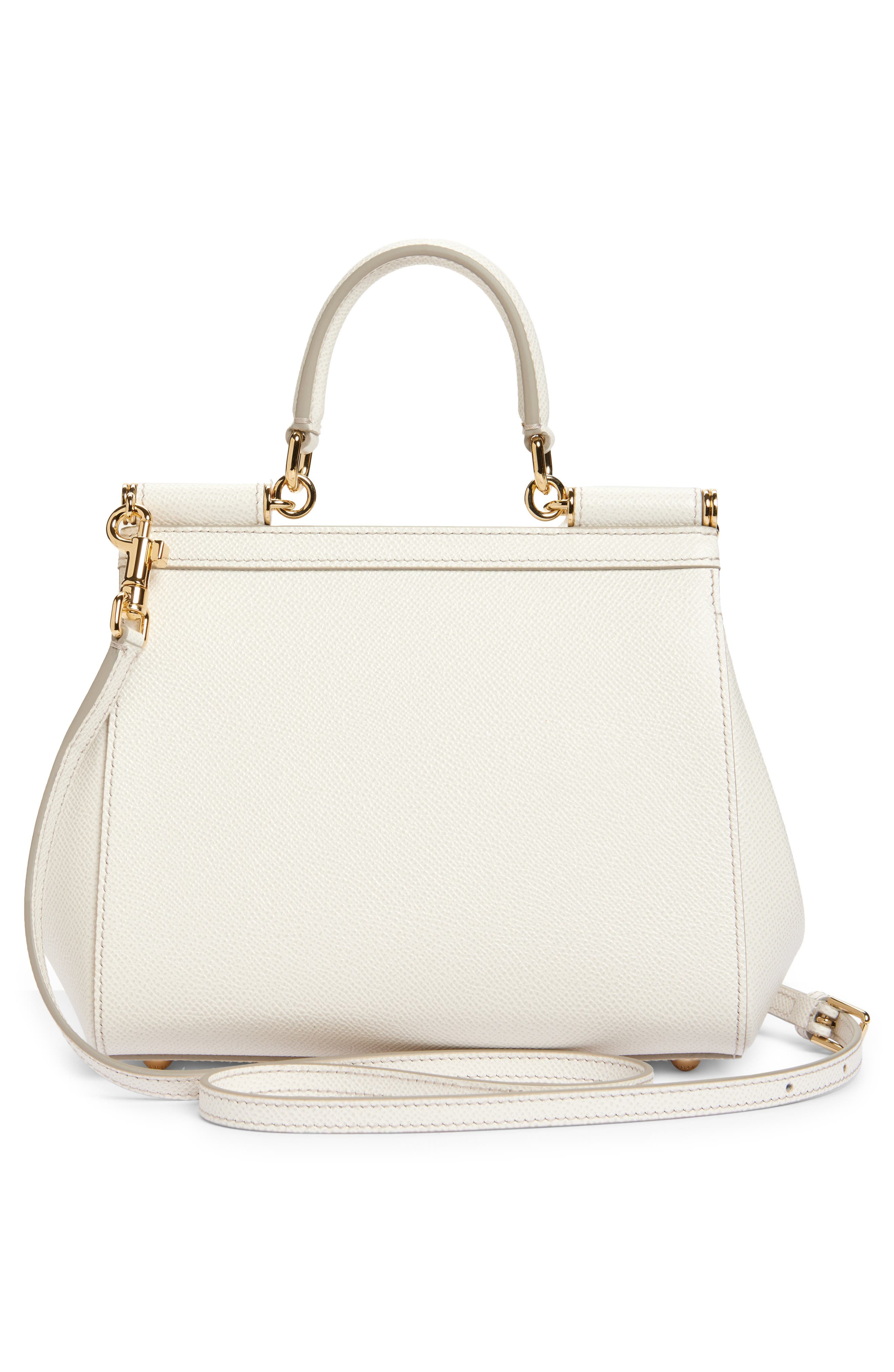 Dolce&Gabbana Medium Sicily Leather Top Handle Bag in 80001 White at Nordstrom - 4
