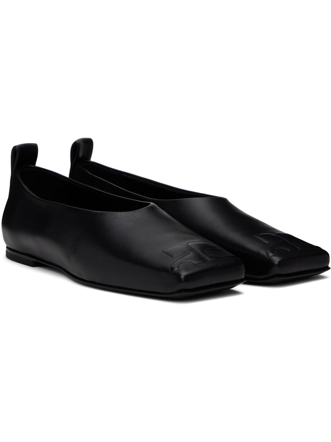 Black Minimal Leather Loafers - 4