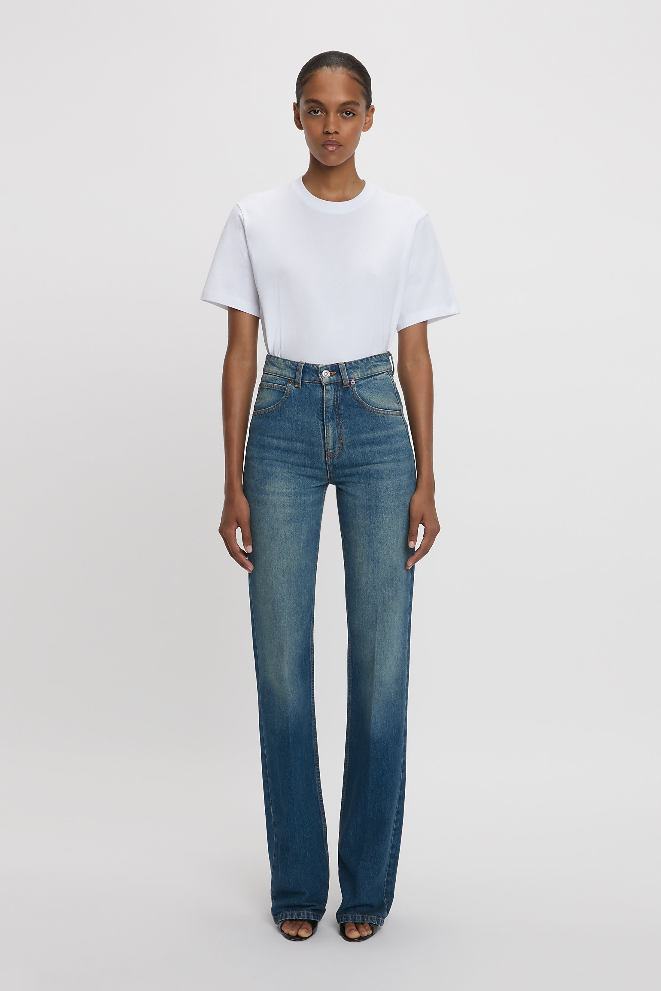 Julia High Waisted Stretch Jean In Mid Blue - 2