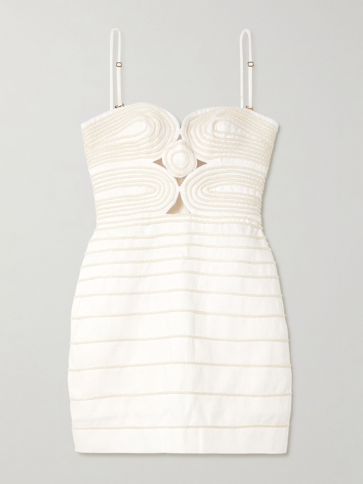 Muy Poetica strapless rope-trimmed cutout linen mini dress Ivory - 1