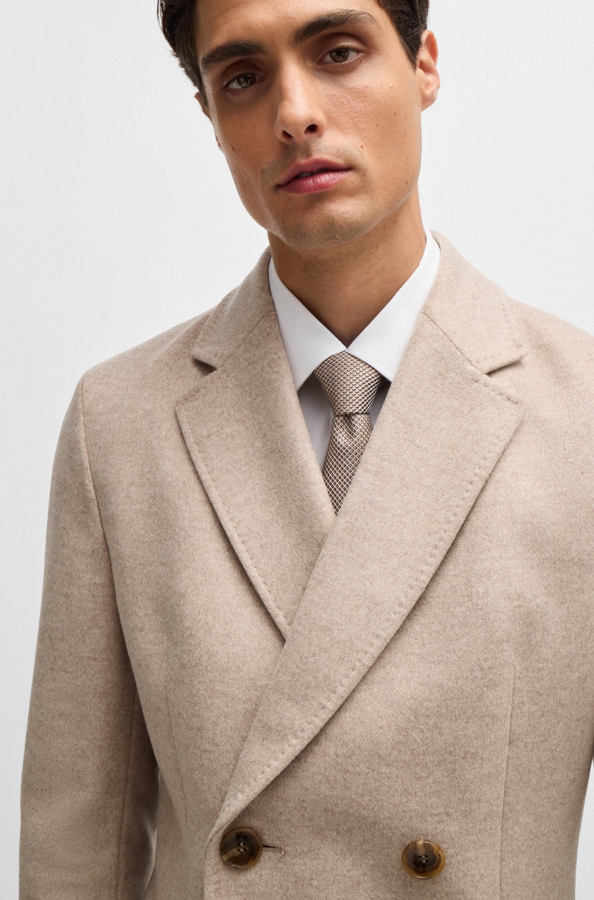 SLIM-FIT COAT IN WOOL WITH CASHMERE - 3