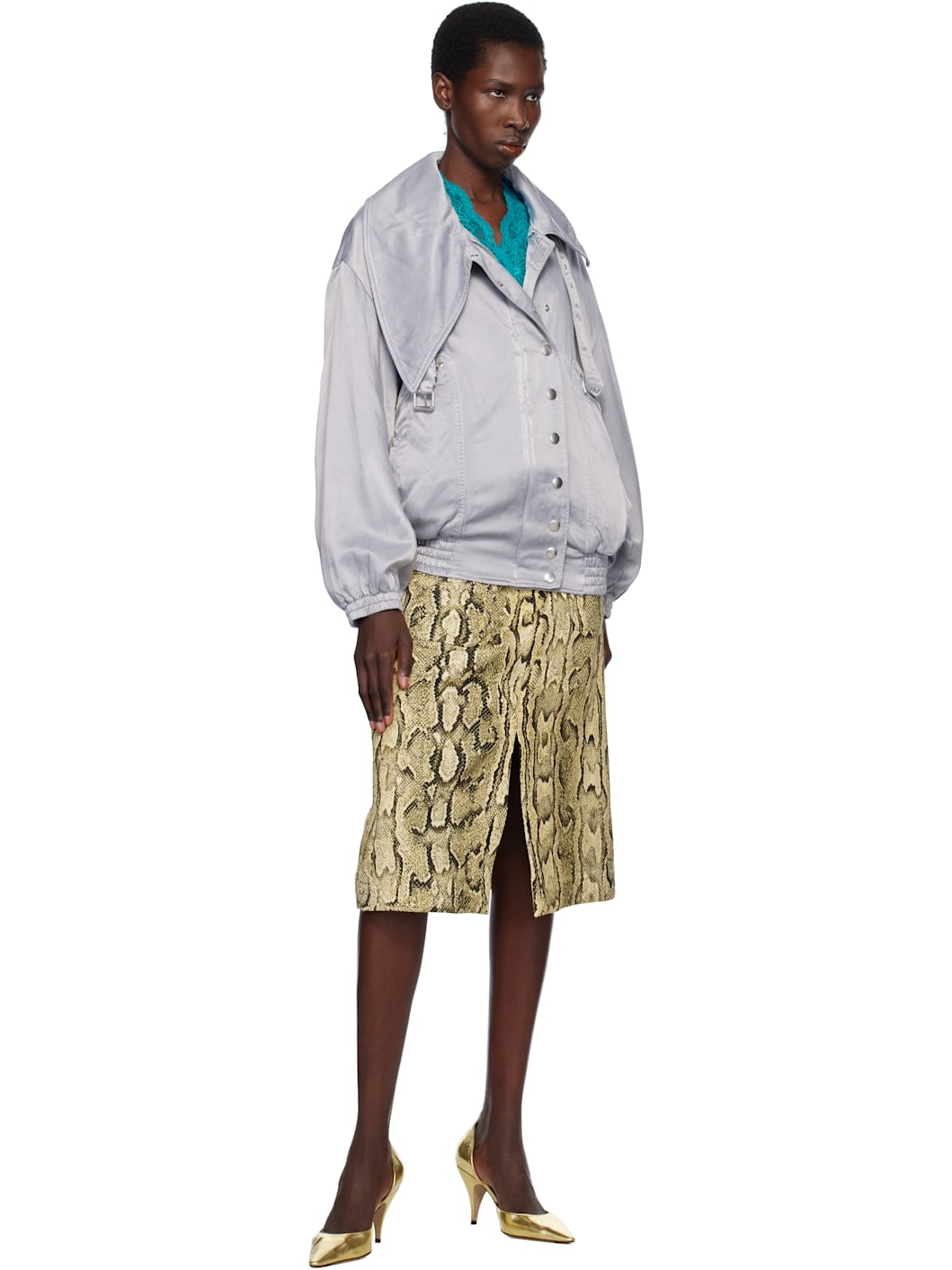 Blue Twill Bomber Jacket - 4