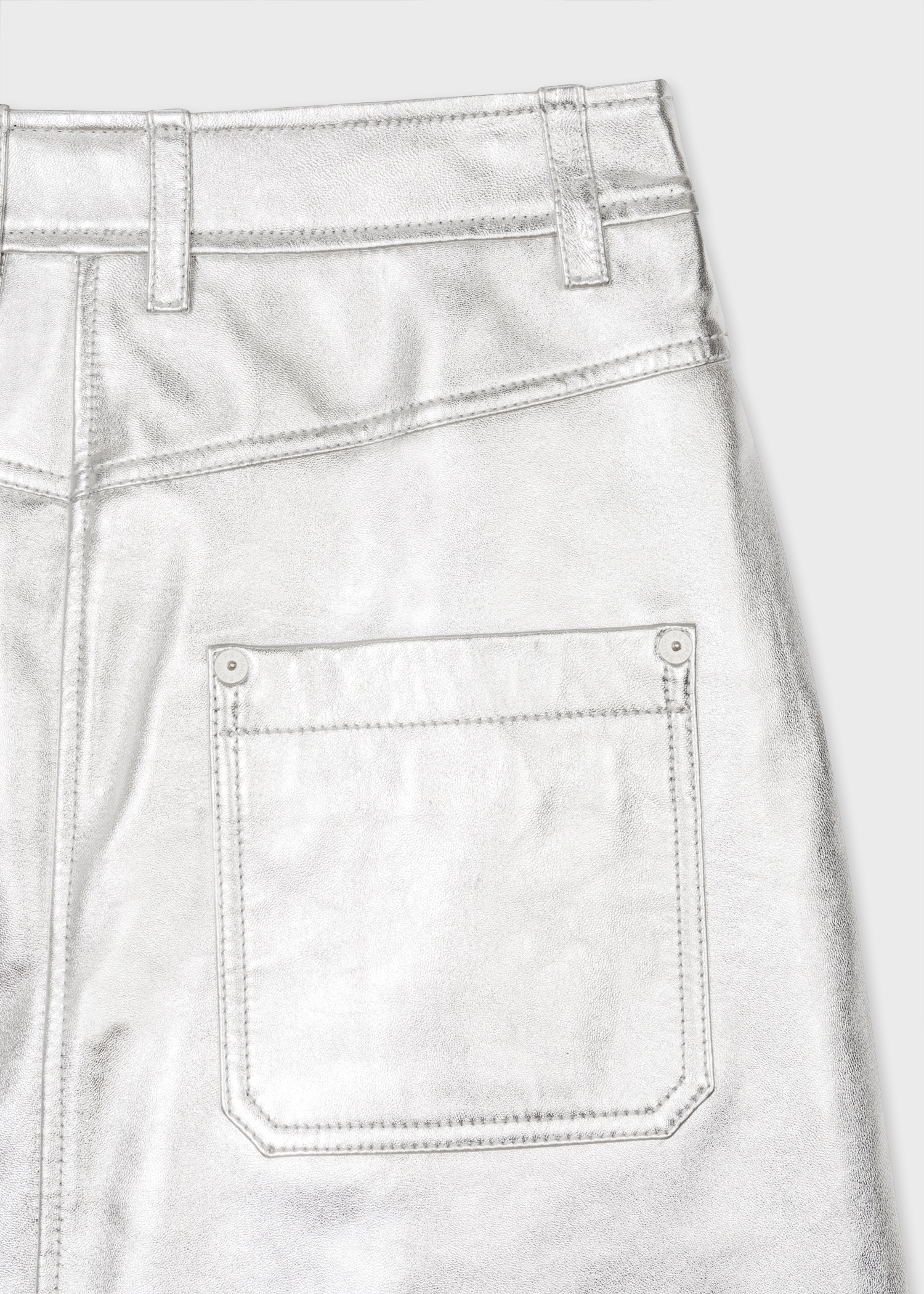 Women's Leather Silver Skirt - 3