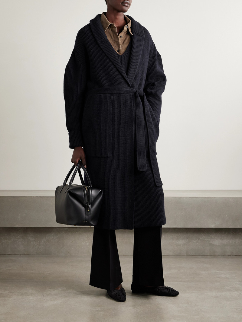 SA SU PHI Belted Ribbed Merino Wool And Cashmere-blend Cardigan outlook