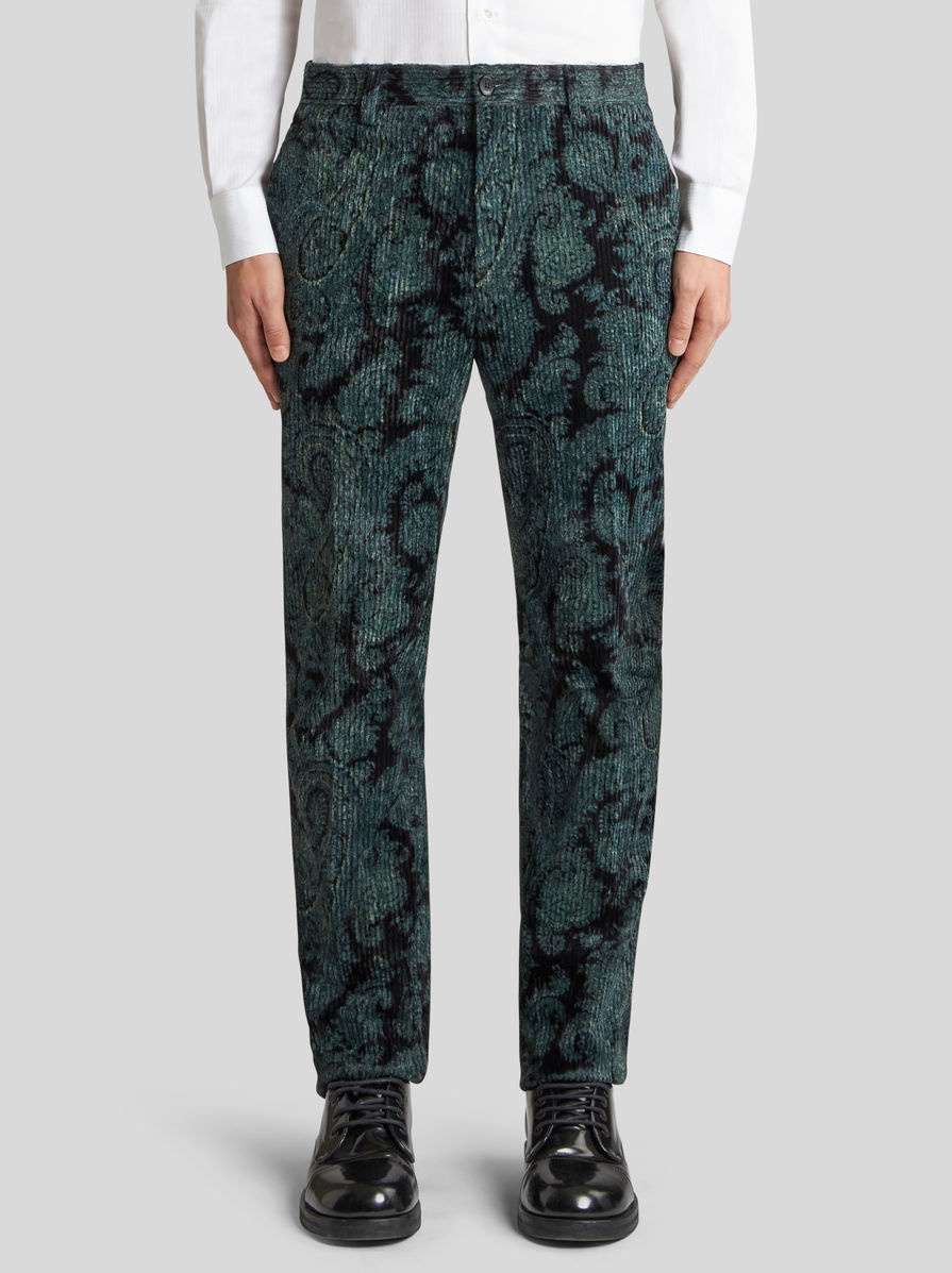 PRINTED RIBBED VELVET TROUSERS - 2