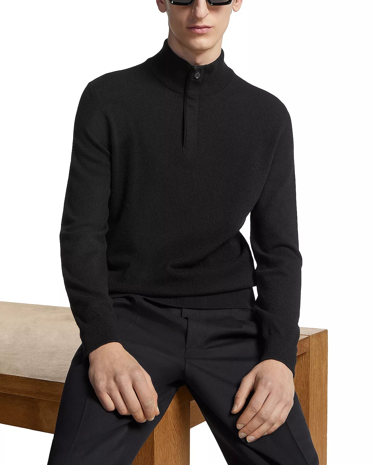 Oasi Cashmere Zip Mock Neck Sweater - 4