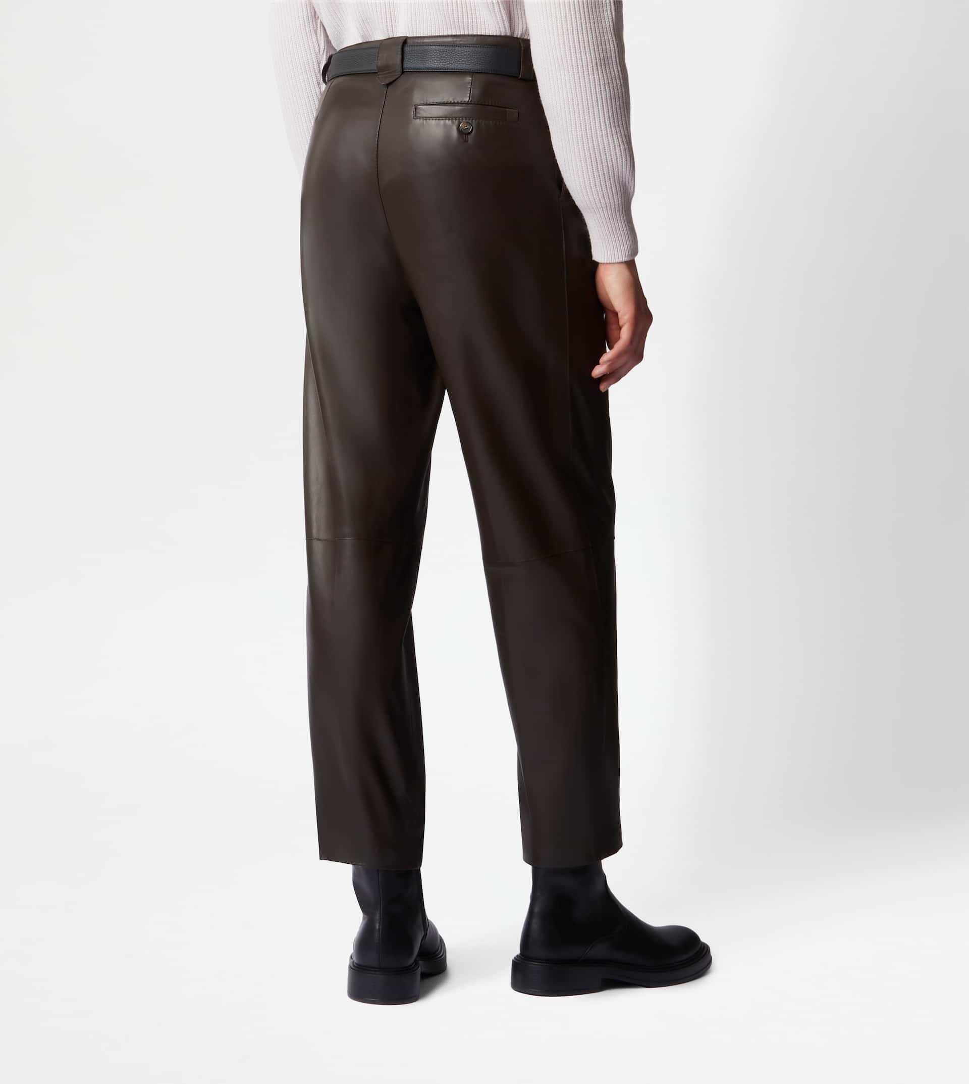 PANTS IN NAPPA LEATHER - BROWN - 7