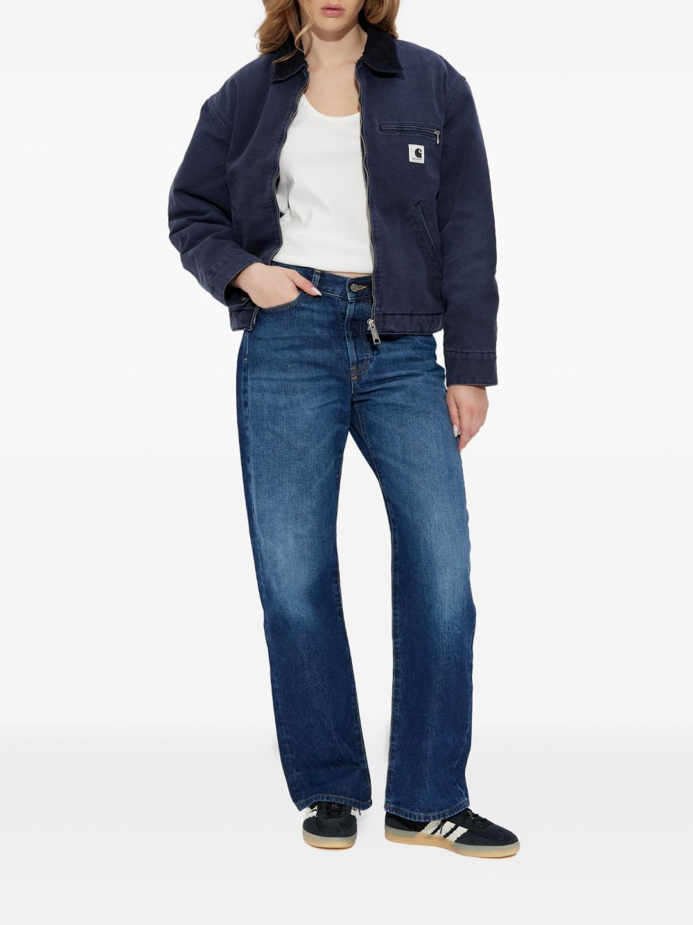 zip-fastening logo-patch jacket - 2