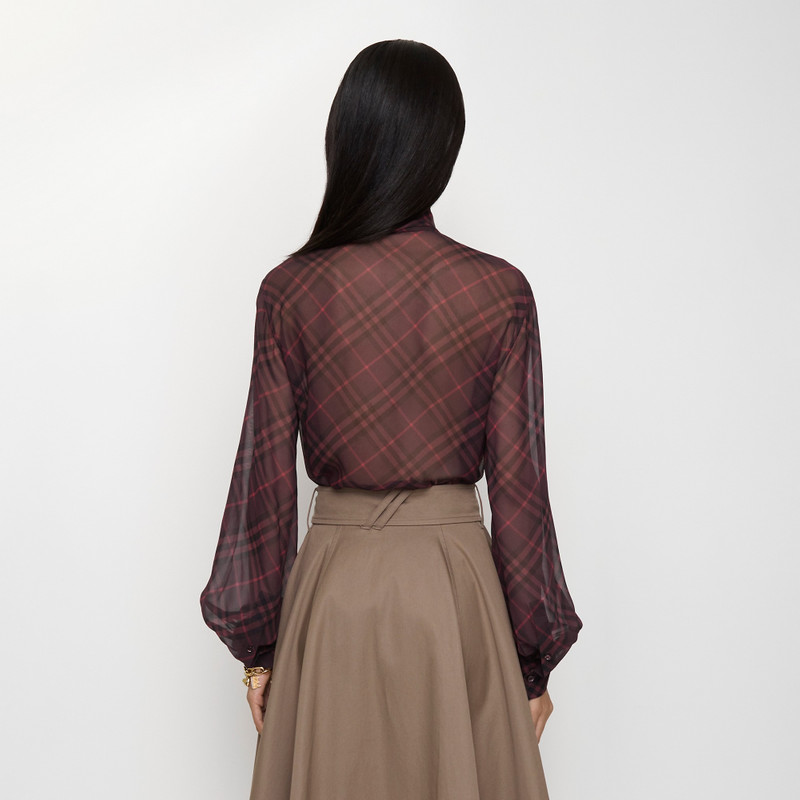 Check Silk Scarf Blouse 3