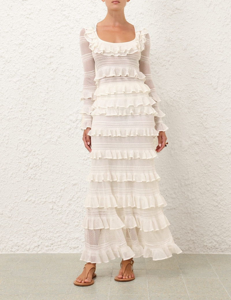 Zimmermann ILLUMINATE LACE FRILL SKIRT outlook
