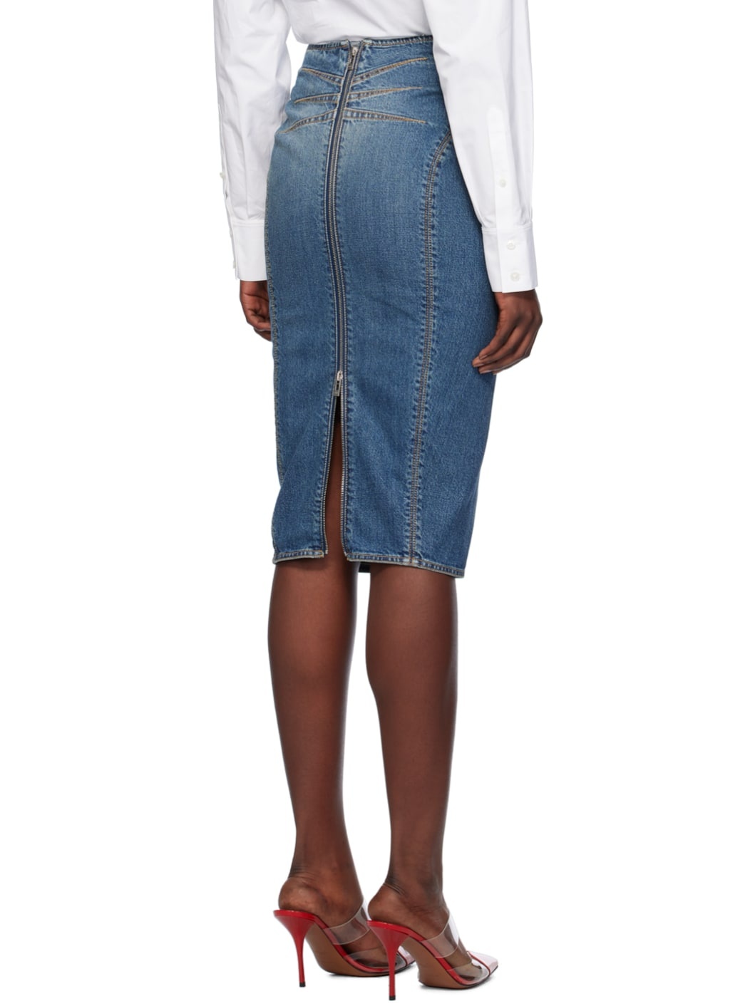Blue Pencil Denim Midi Skirt - 3