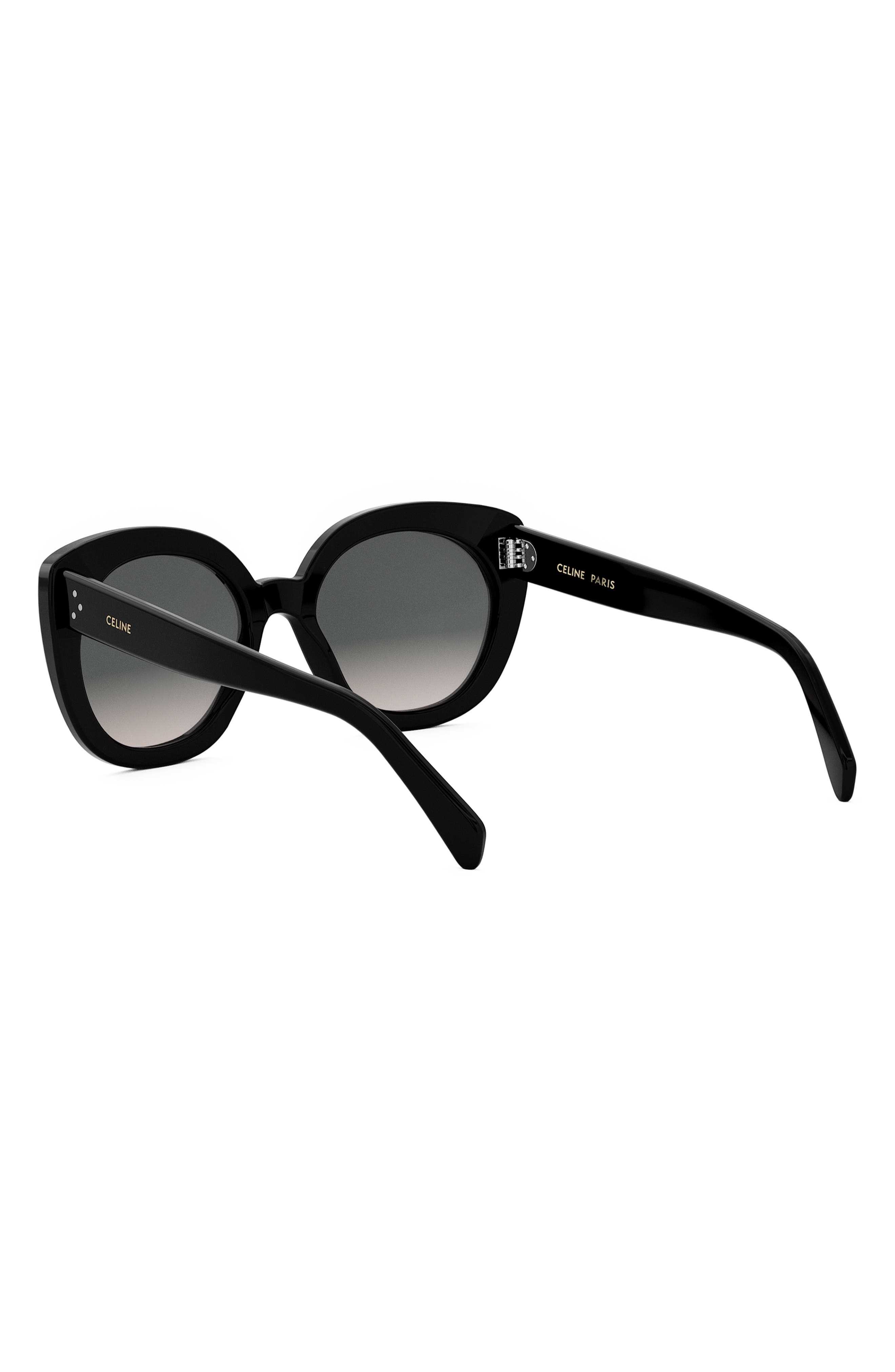 CELINE Bold 3 Dots 56mm Butterfly Sunglasses in Shiny Black /Gradient Brown at Nordstrom - 7