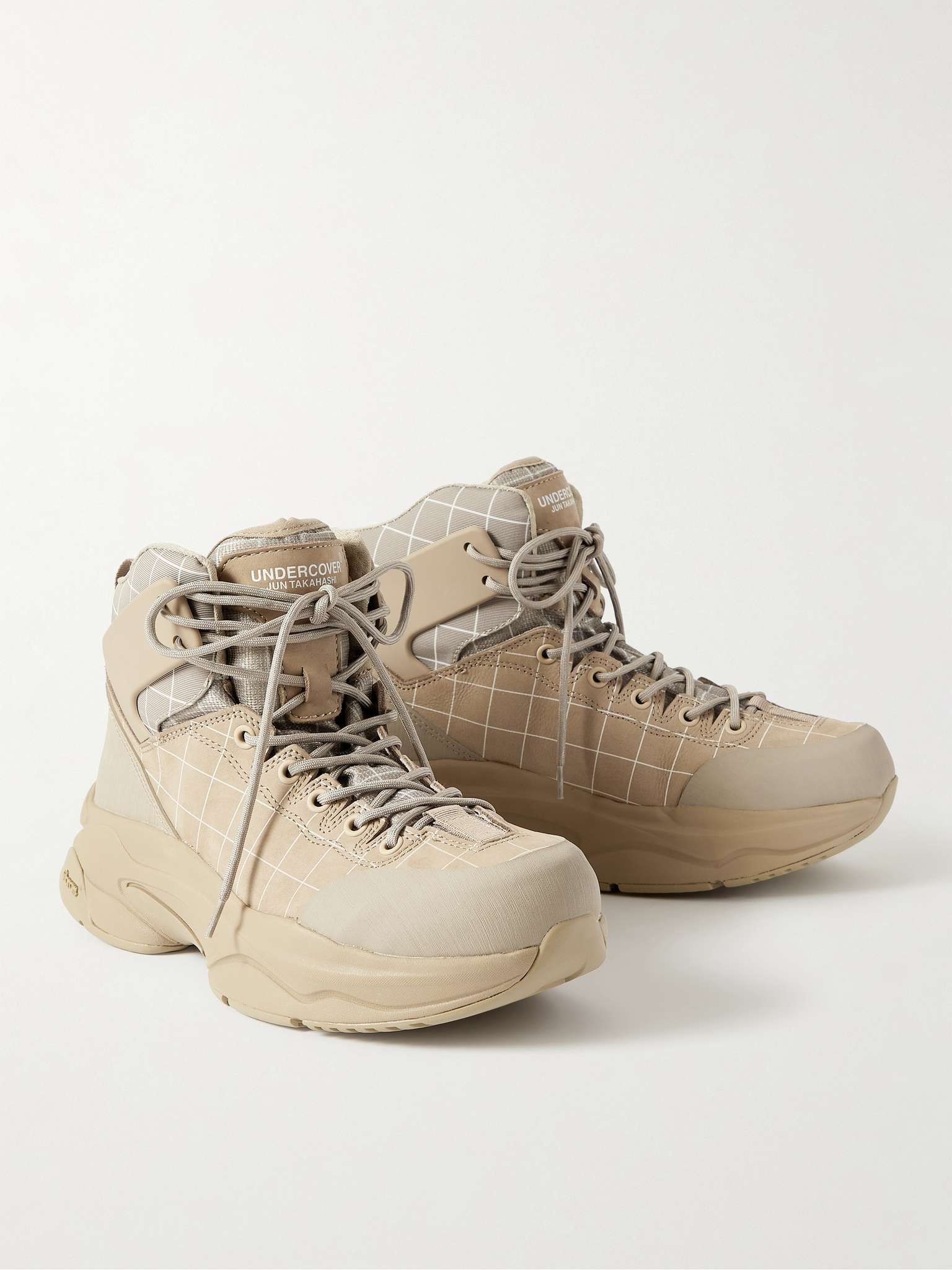 Checked Nubuck and Canvas Hiking Boots - 4