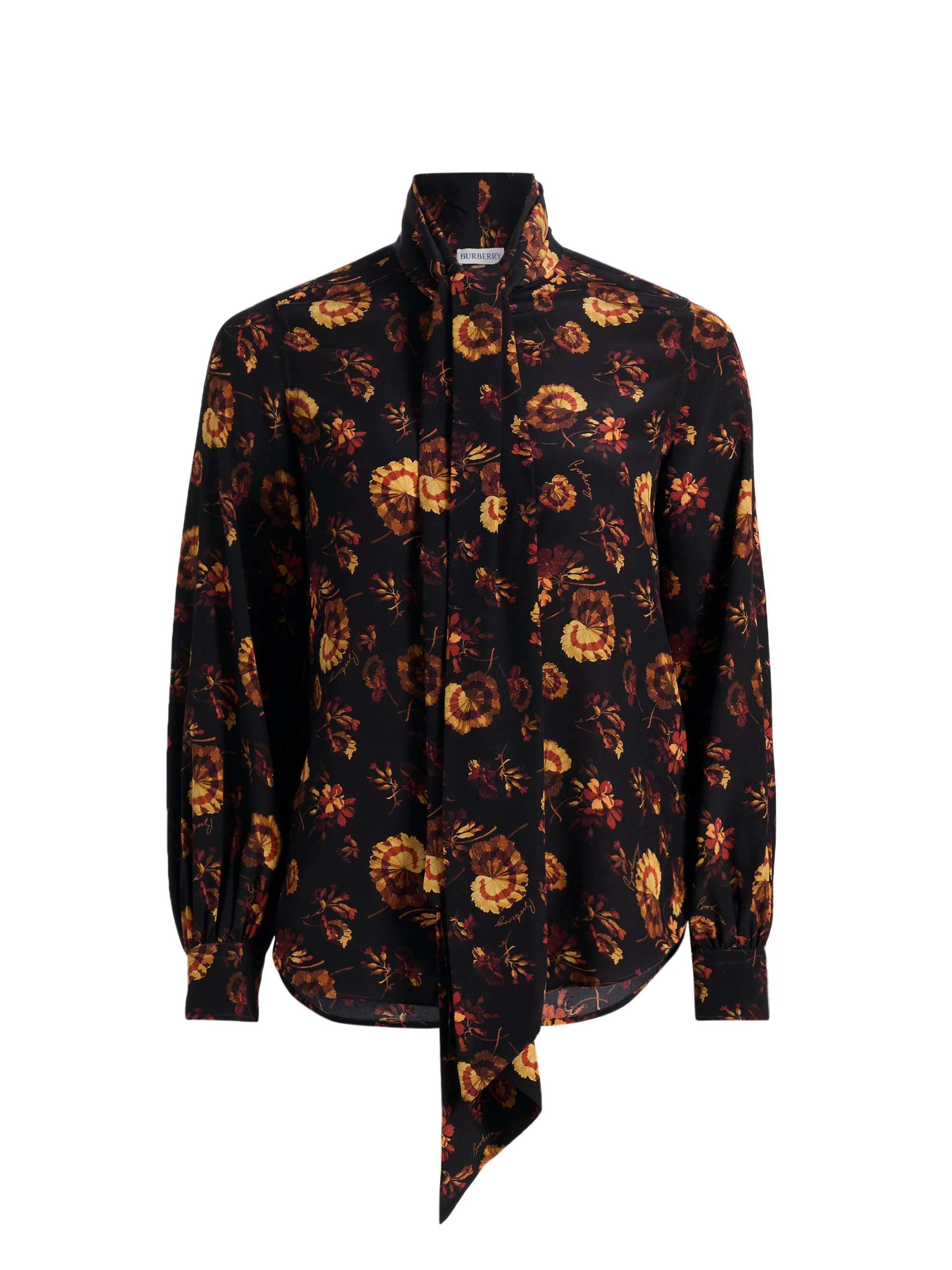 Women's Lina Floral Silk Tie-Neck Blouse - Crimson Red - 1