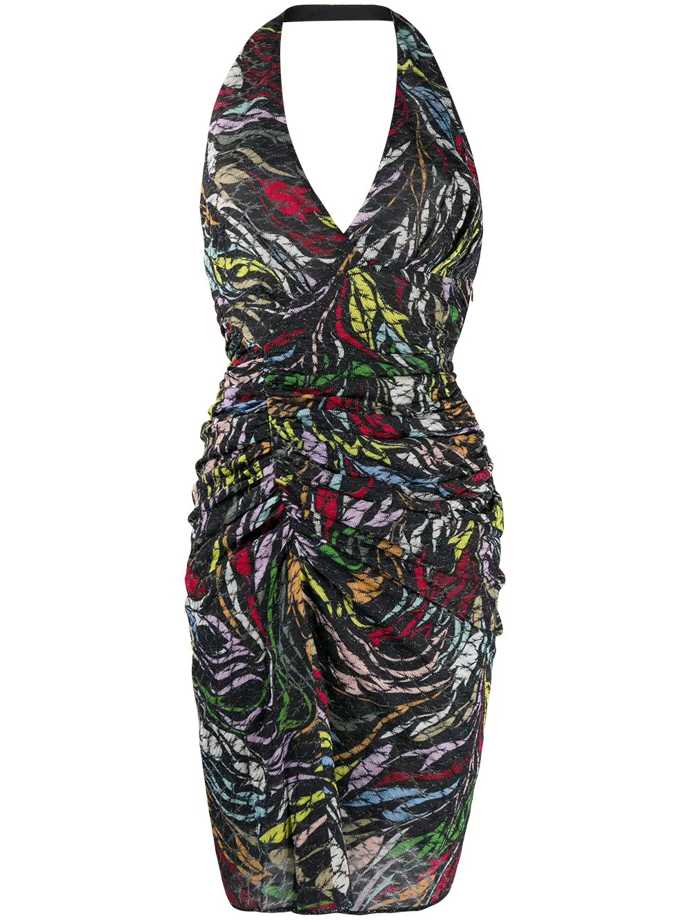 abstract-print halterneck dress - 1