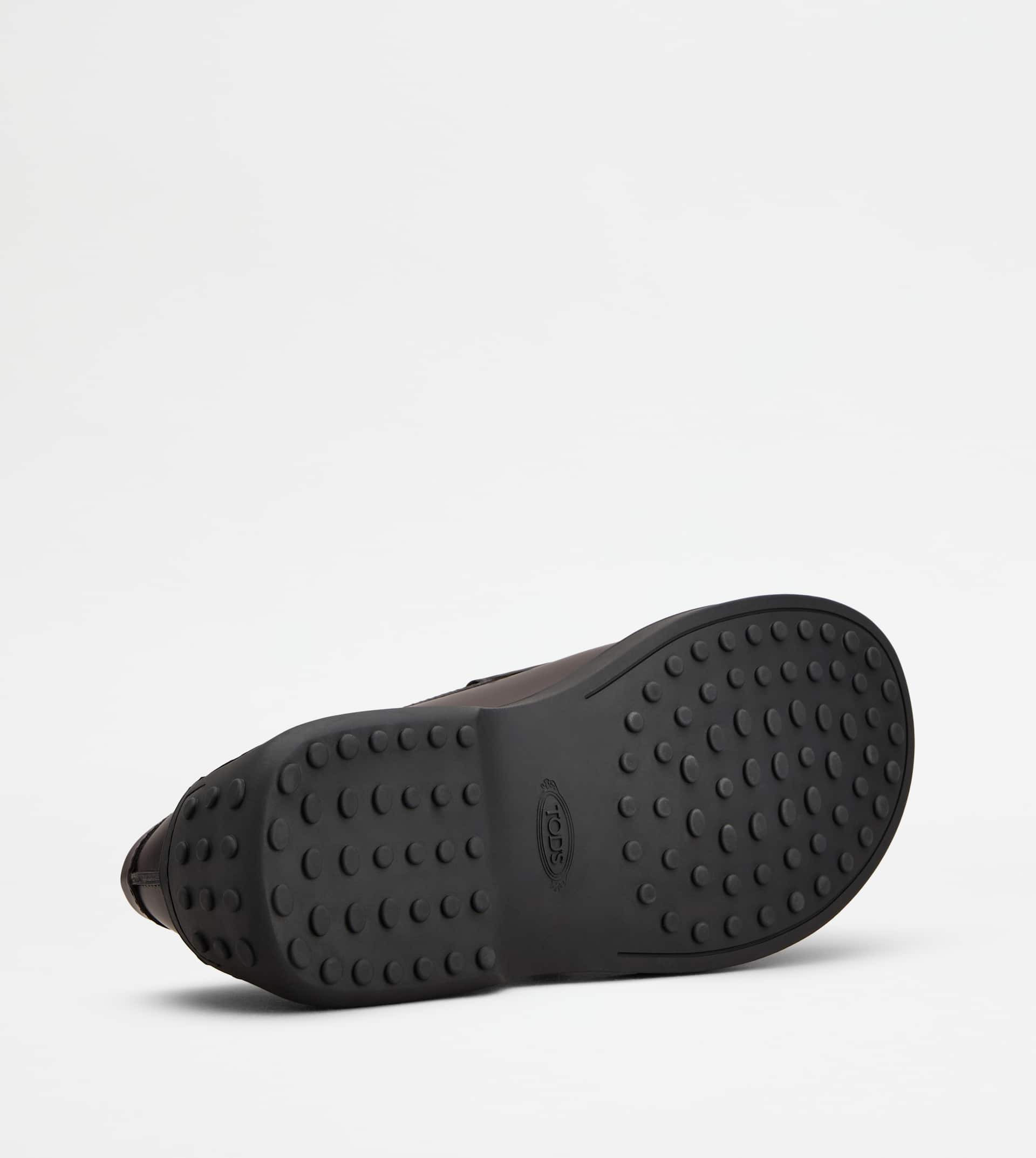 SLIPPER LOAFERS IN LEATHER - BURGUNDY - 4