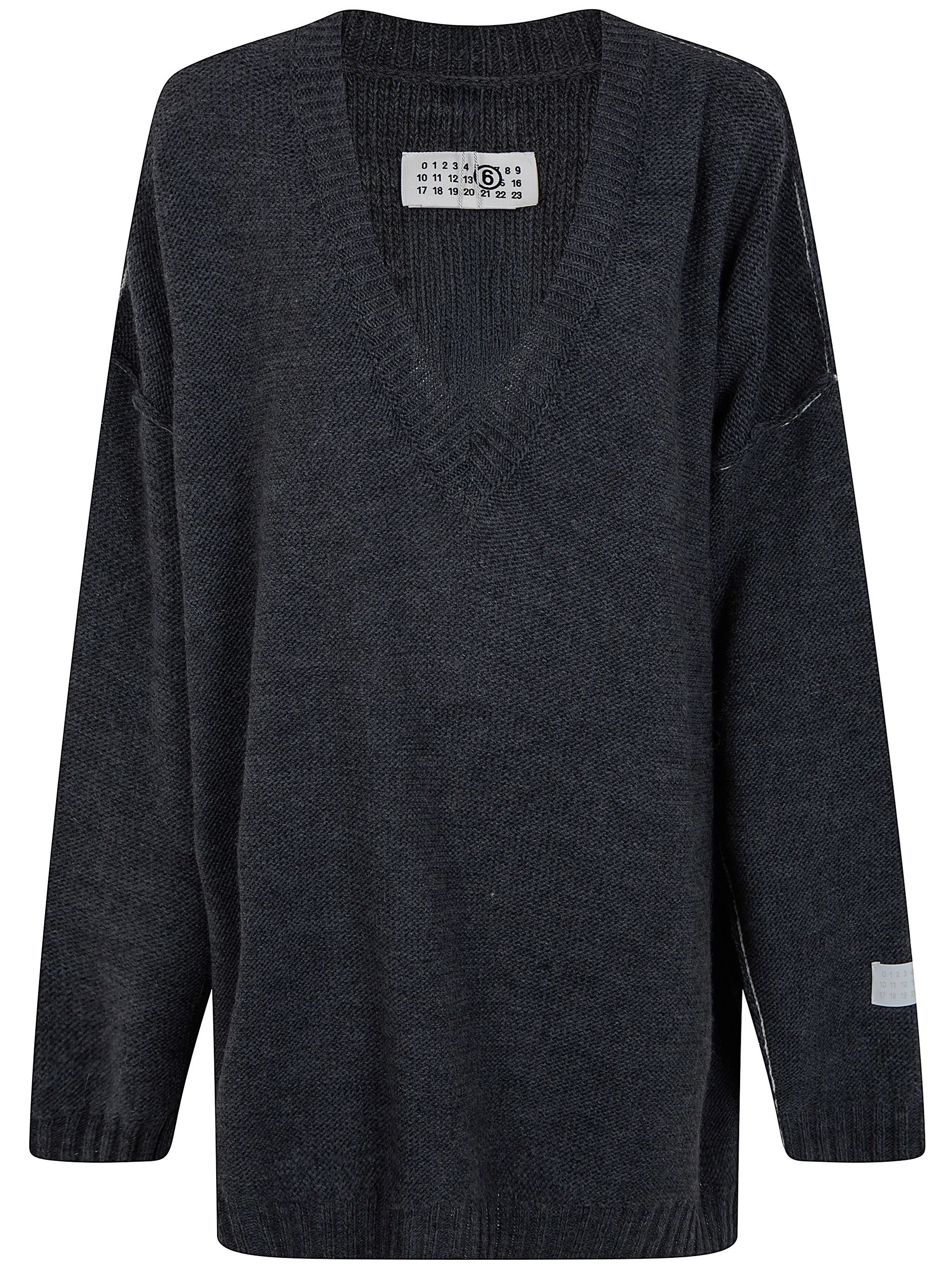 V Neck Oversized Sweater - 1