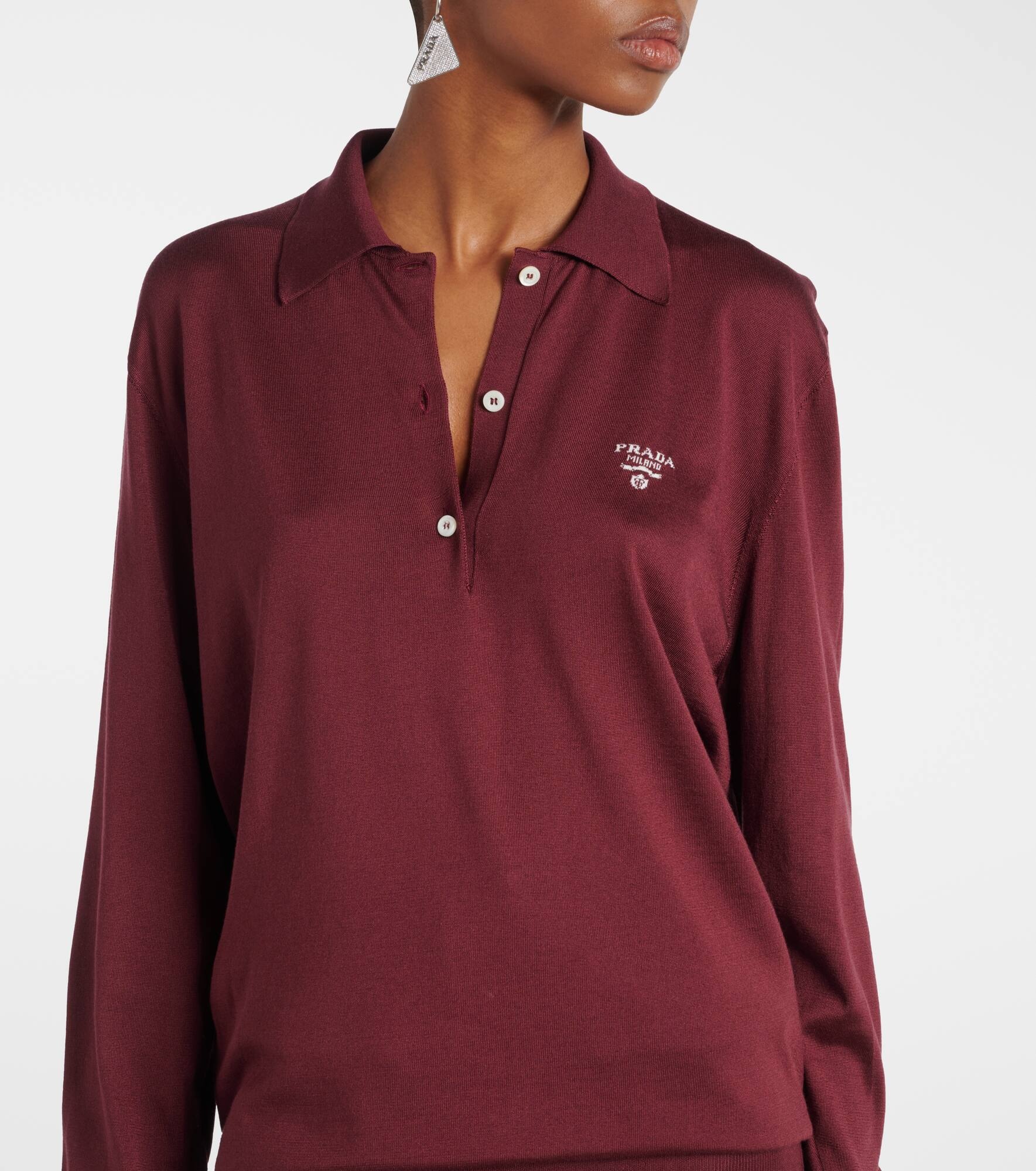 Logo silk polo shirt - 4