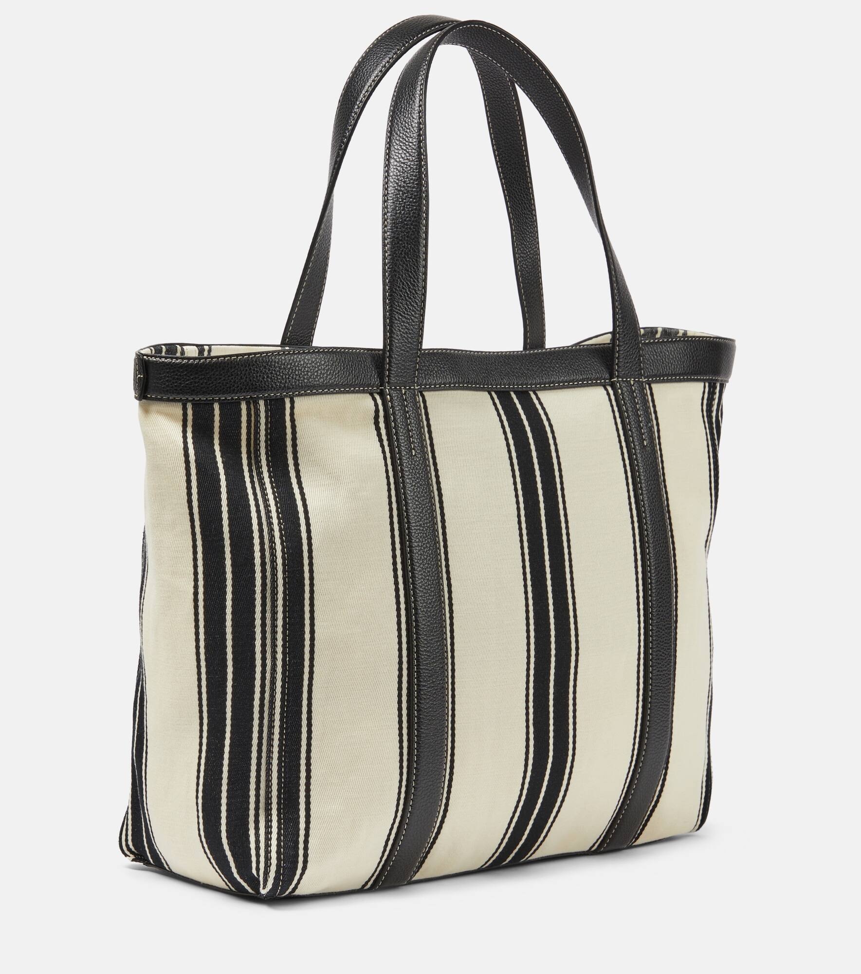 Striped jacquard canvas tote bag - 4