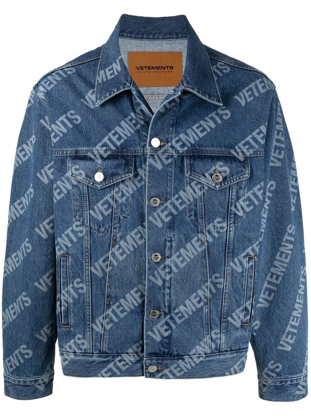 logo-print denim jacket - 1