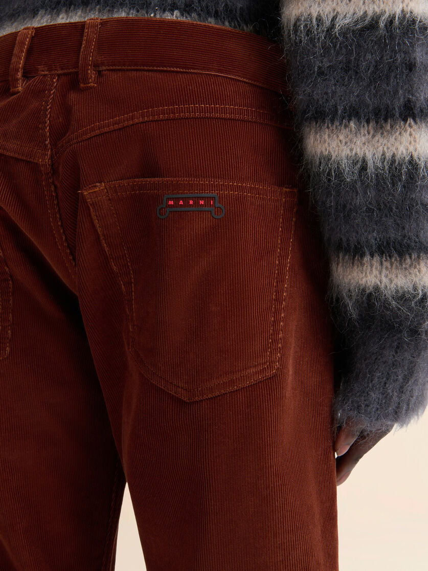 BROWN CORDUROY TROUSERS WITH TRUNKAROO LOGO - 4