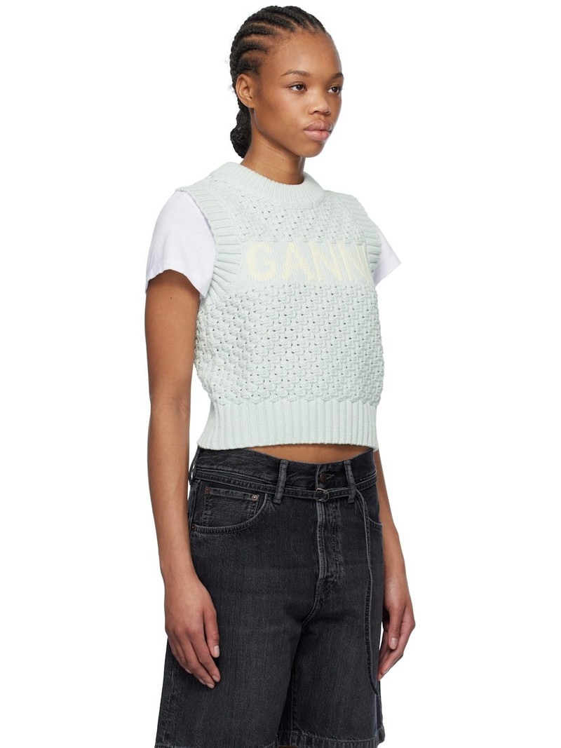 Blue Textured Cotton Vest 2