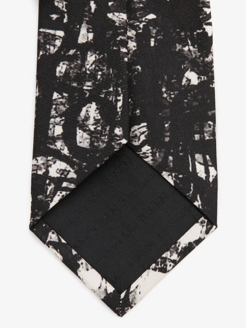 Men's McQueen Logo Stamp Tie in Ivory/black - 4