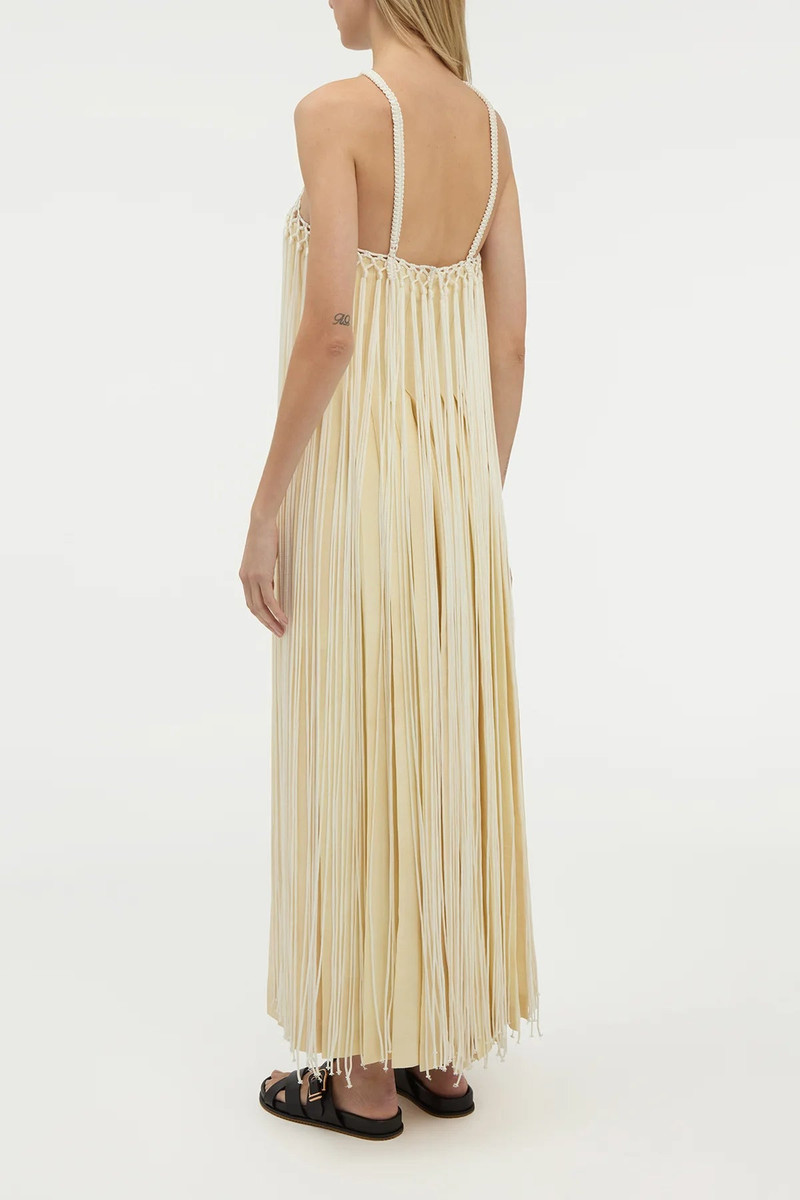 Tacia Fringe Maxi Dress in Ivory Silk 4