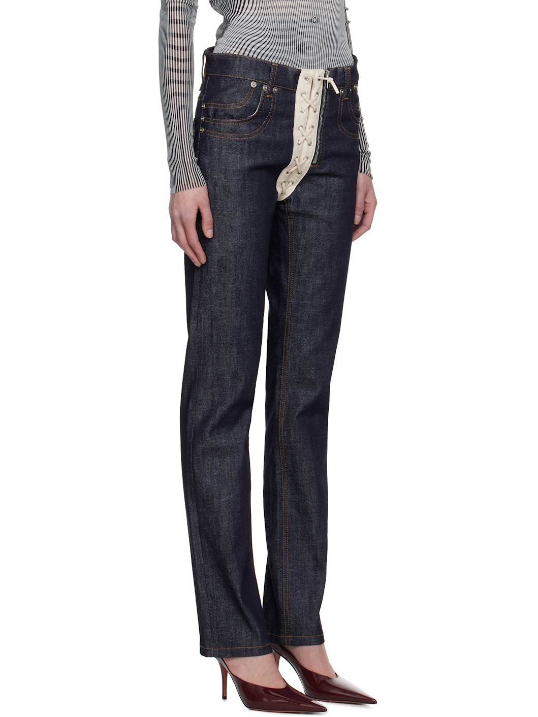 Navy 'The Contrasting Lace-Up Denim' Jeans - 2