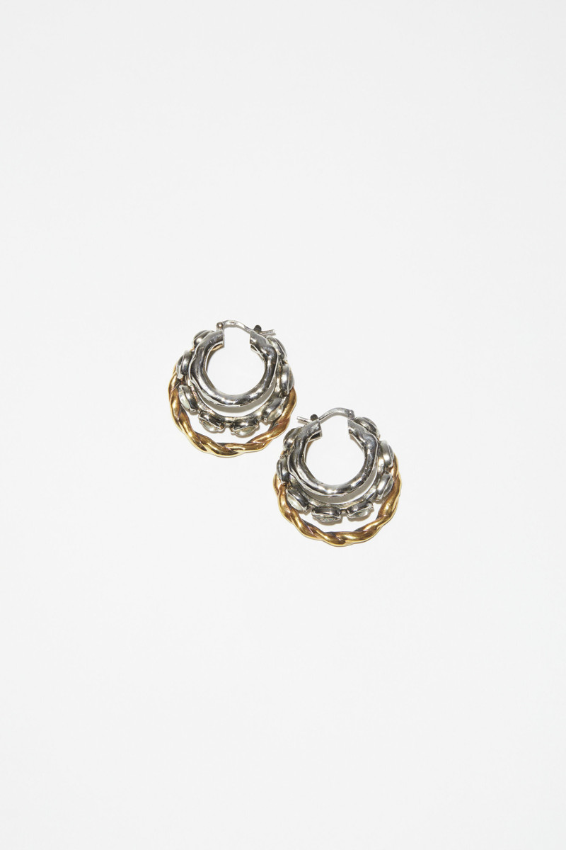 Multi hoop earrings - Antique silver/antique gold 1