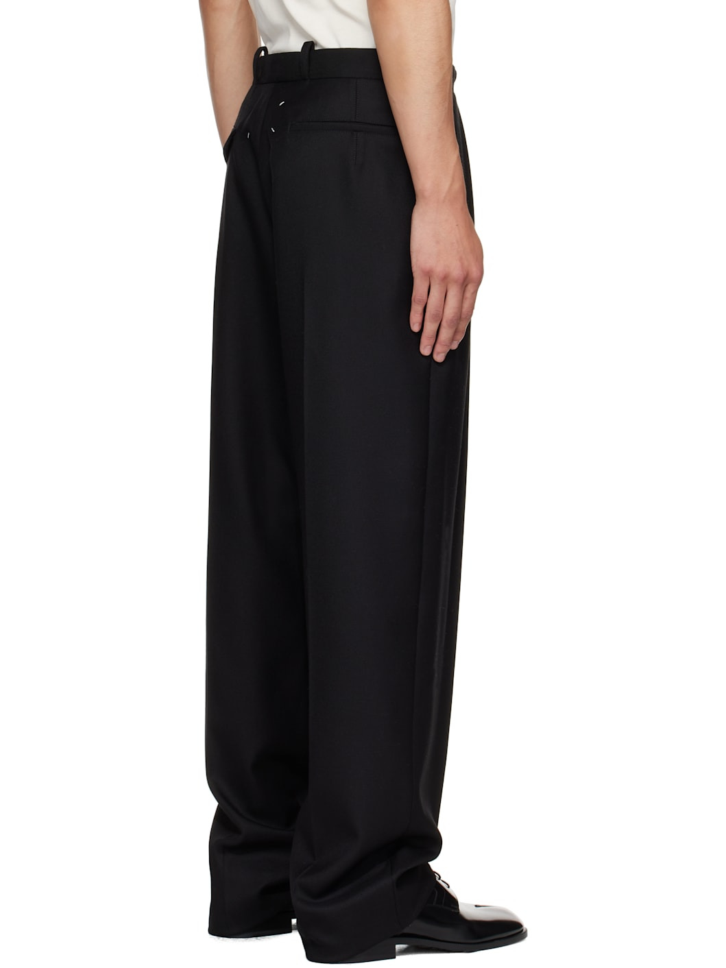 Black Virgin Wool Trousers - 3