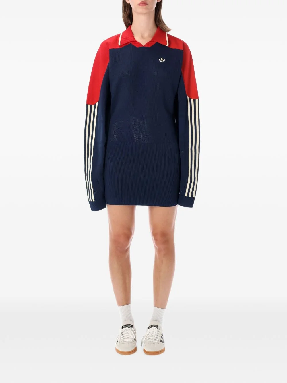 colour-block mesh-knit mini dress - 1