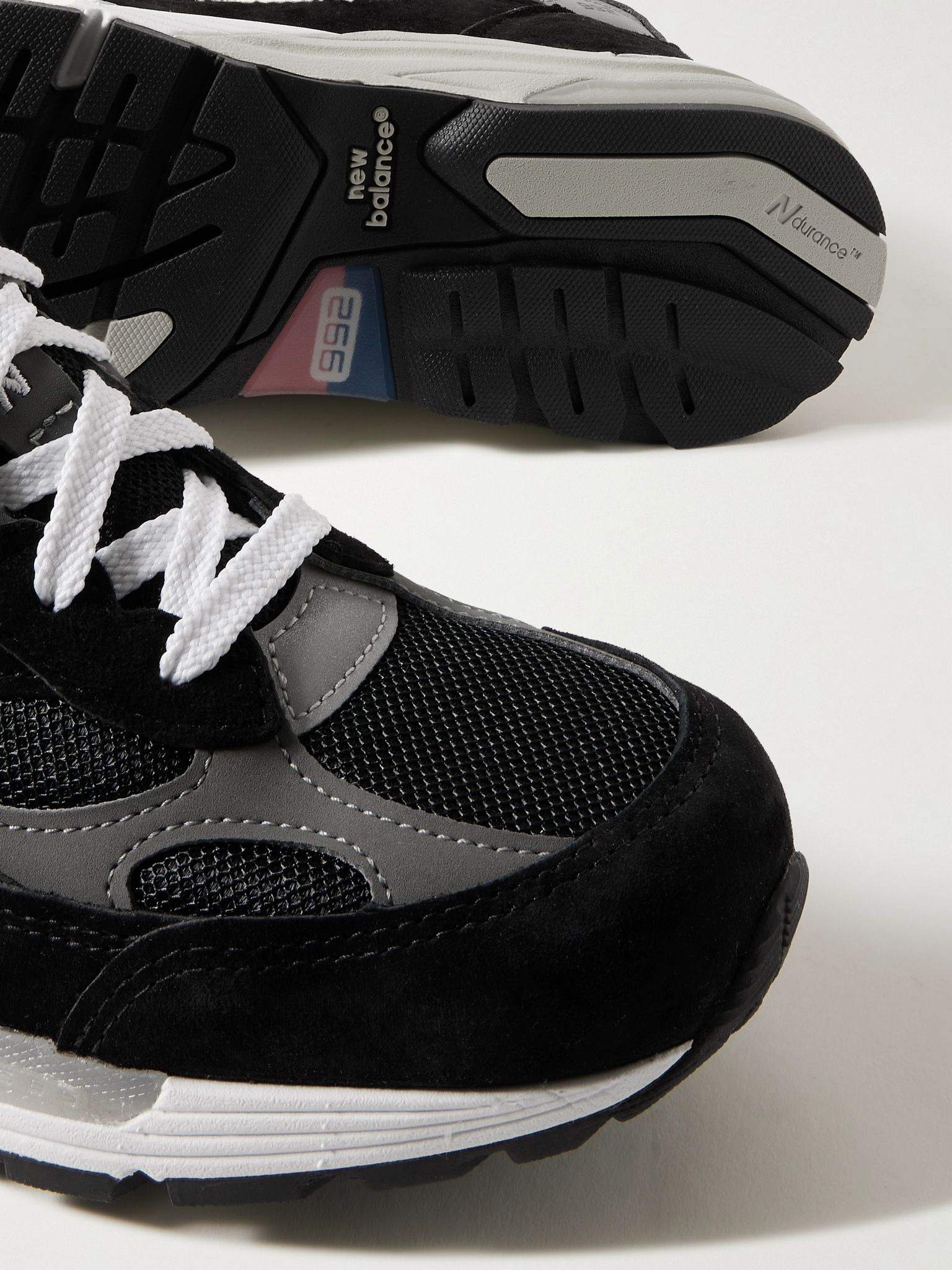 M992 Leather-Trimmed Suede, Nubuck and Mesh Sneakers Black - 5