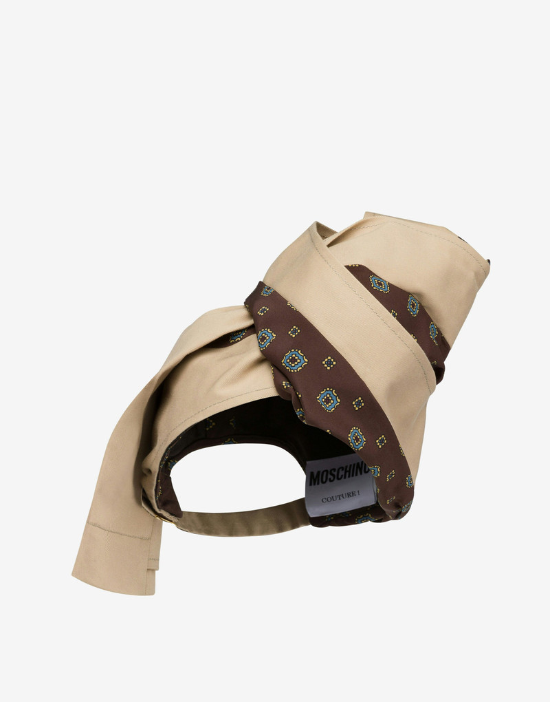 PRINTED GABARDINE AND SATIN HAT 1