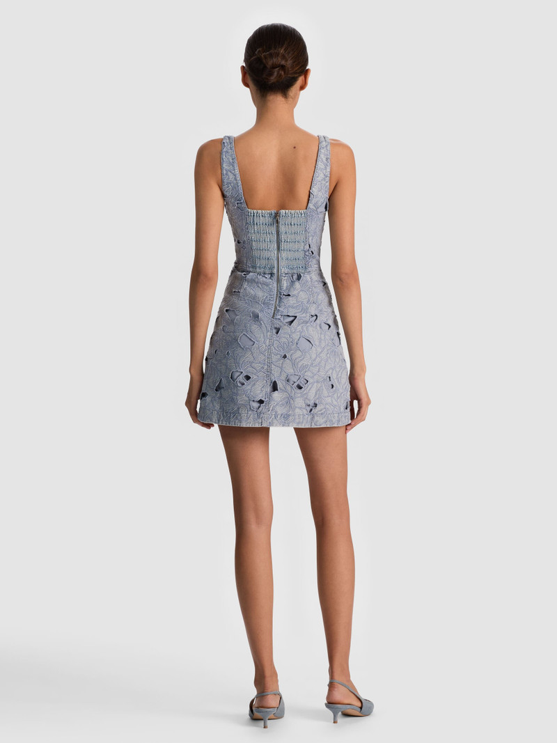 Alice + Olivia MARYANN LASER-CUT DENIM DRESS outlook