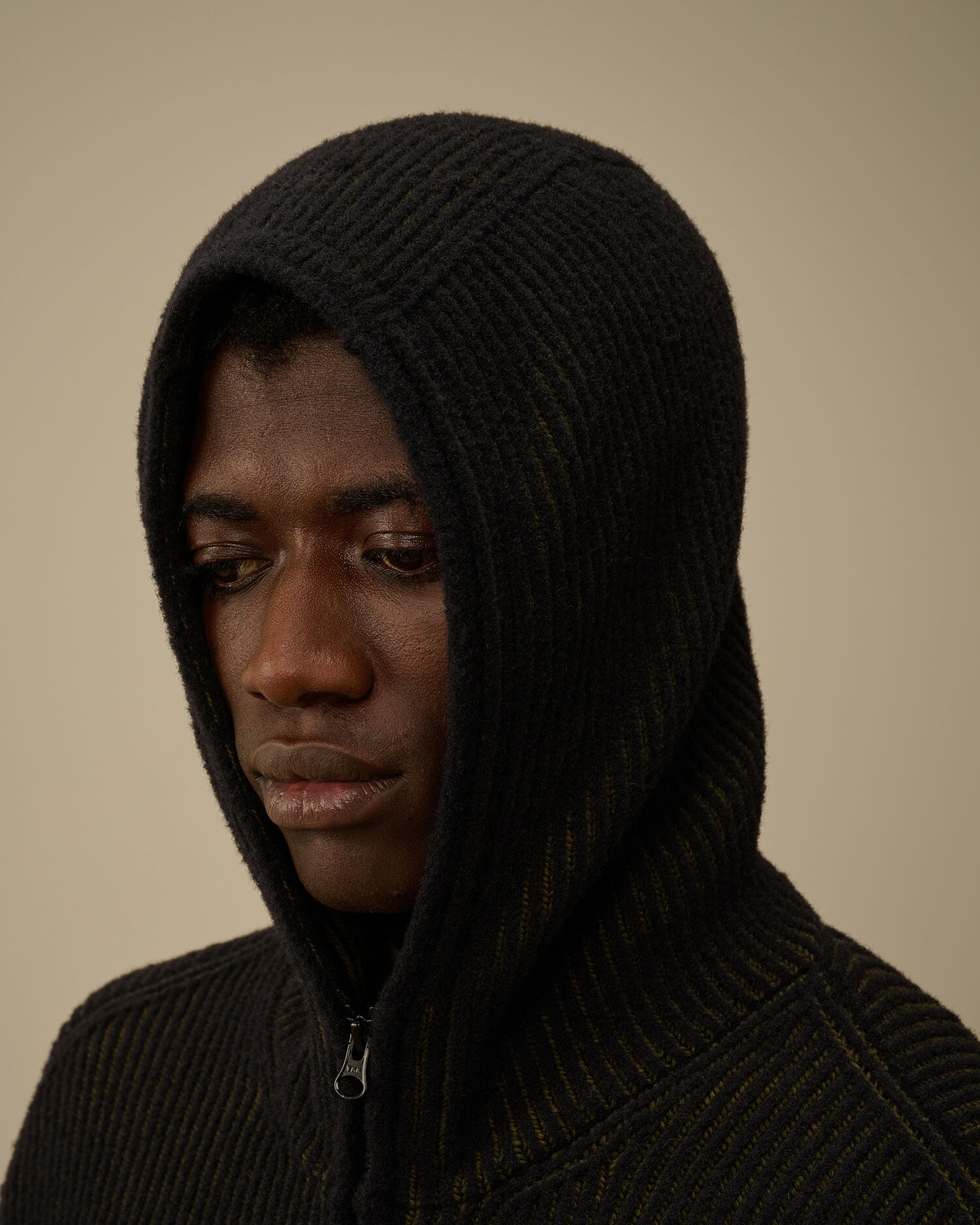 Fleece Knit Hooded Full Zip Sweater - 6