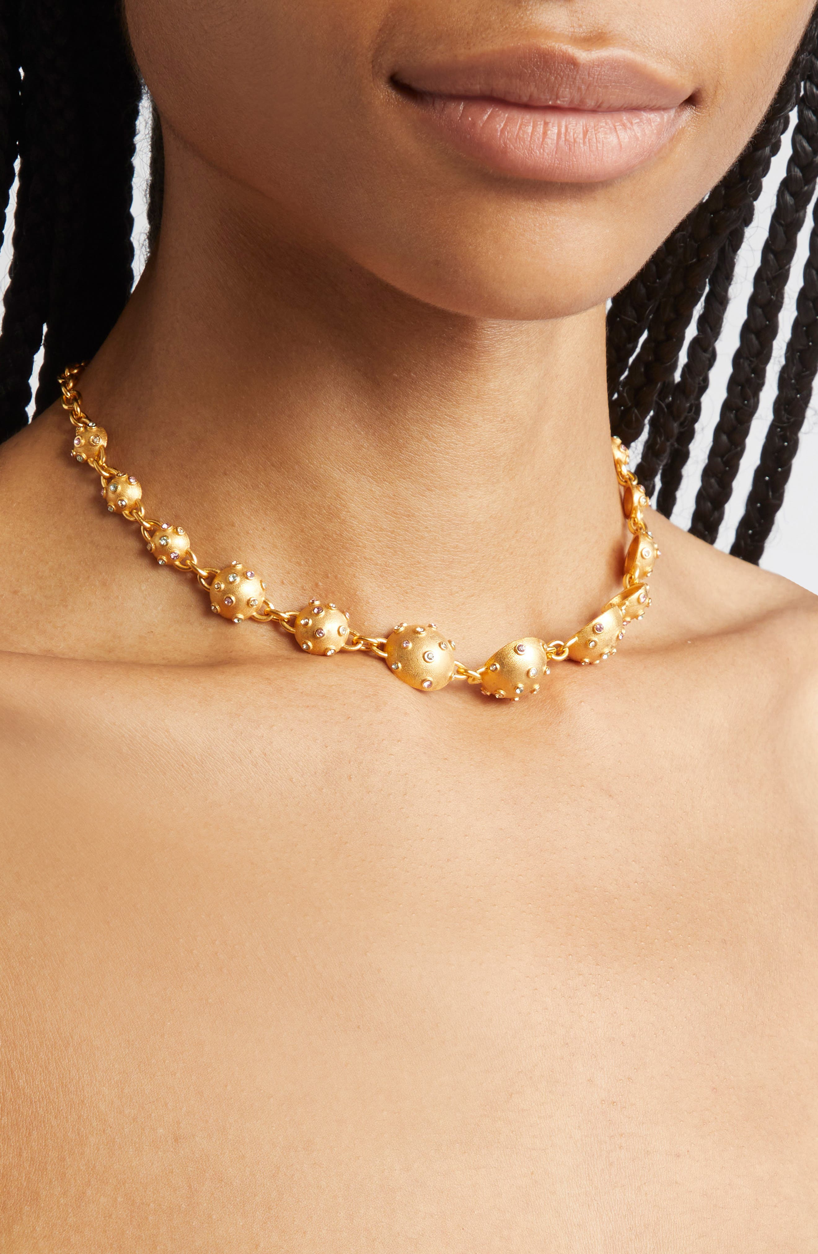 Oscar de la Renta Crystal Sphere Station Necklace in Multi at Nordstrom - 2