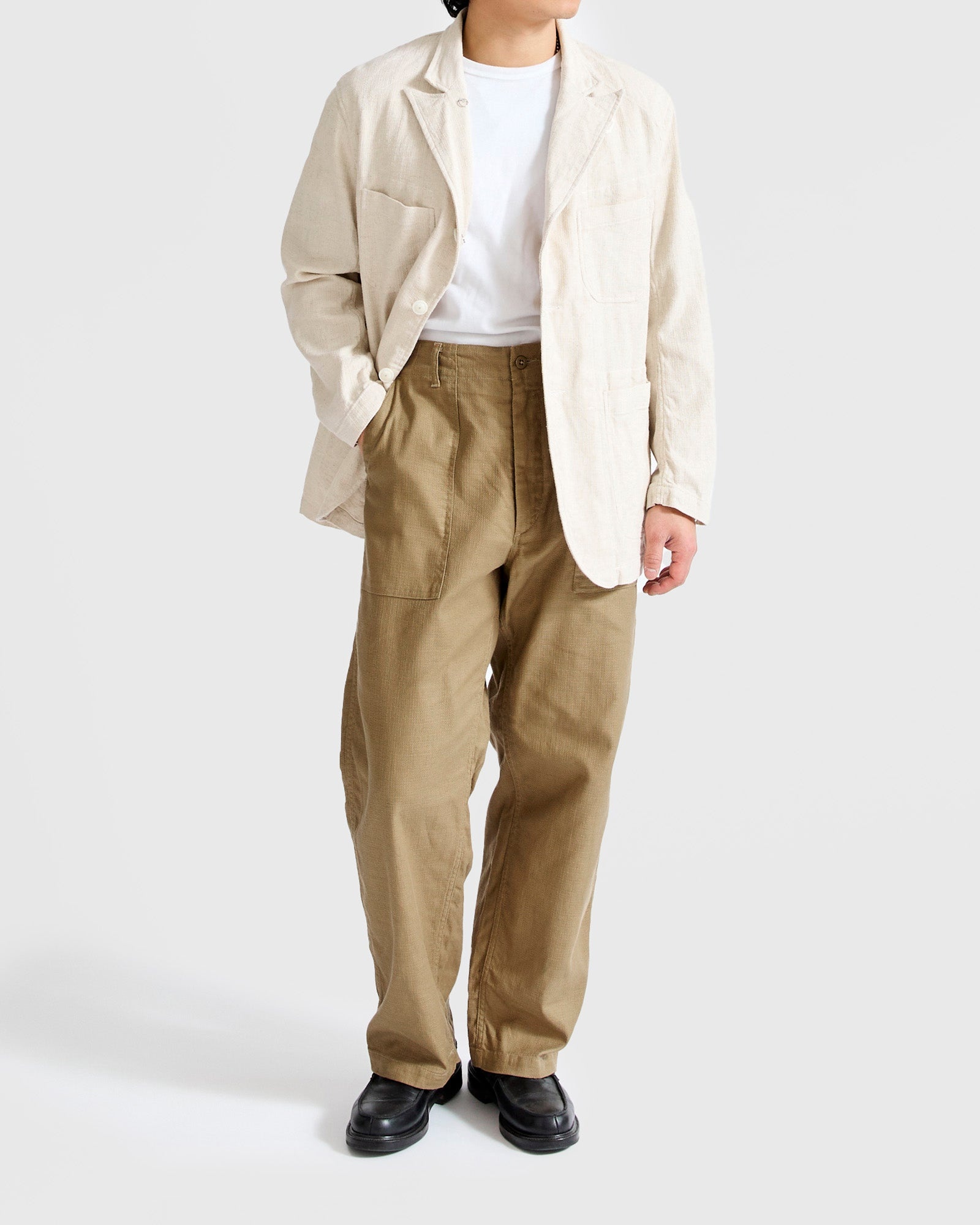 Fatigue Pants in Khaki Cotton Linen Java Cloth - 11