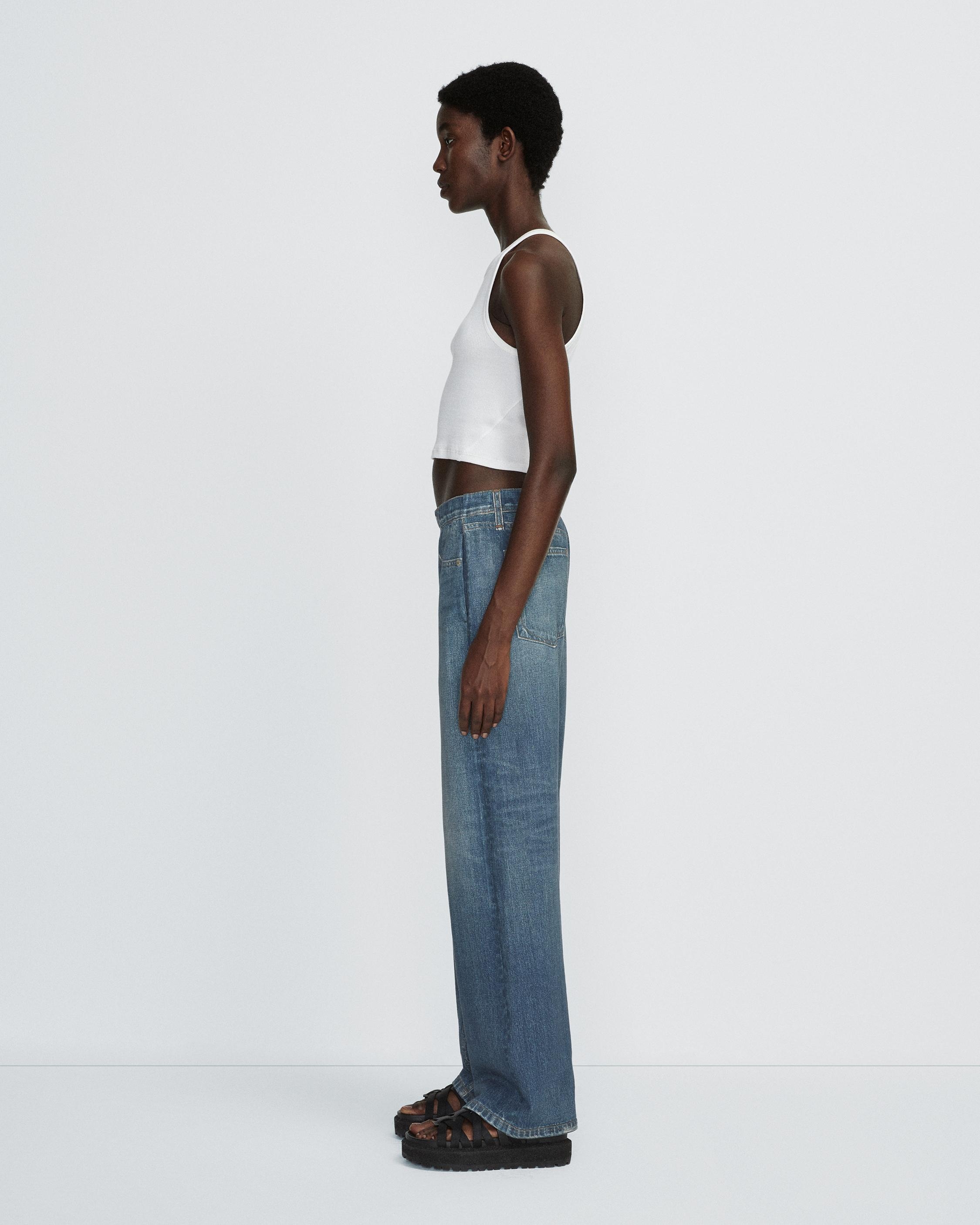 rag & bone Miramar Wide-Leg Trompe L'oeil Cotton Pant