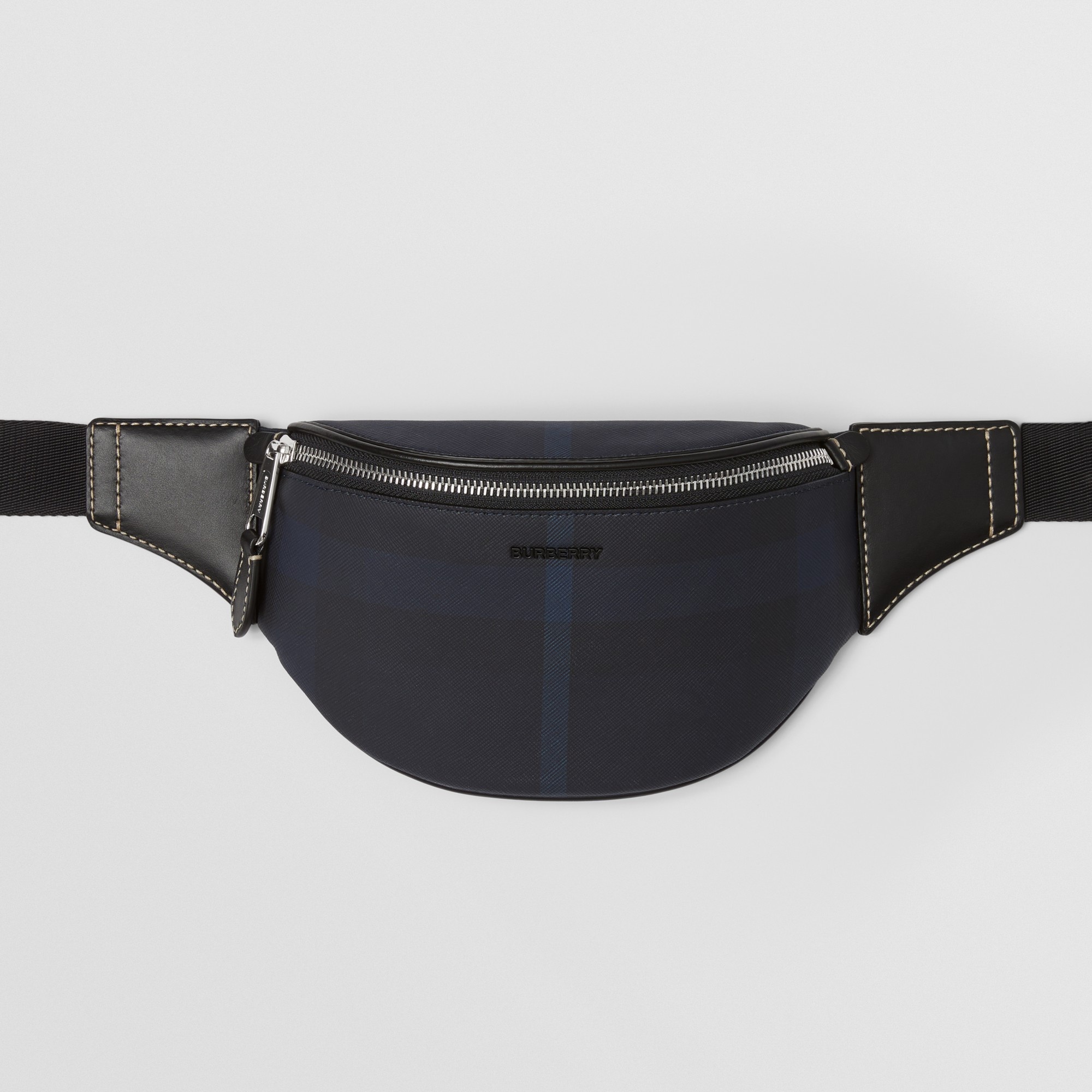 Exaggerated Check and Leather Mini Bum Bag - 4