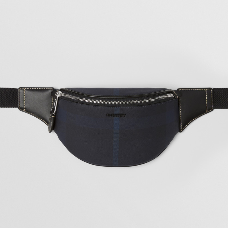 Exaggerated Check and Leather Mini Bum Bag 4